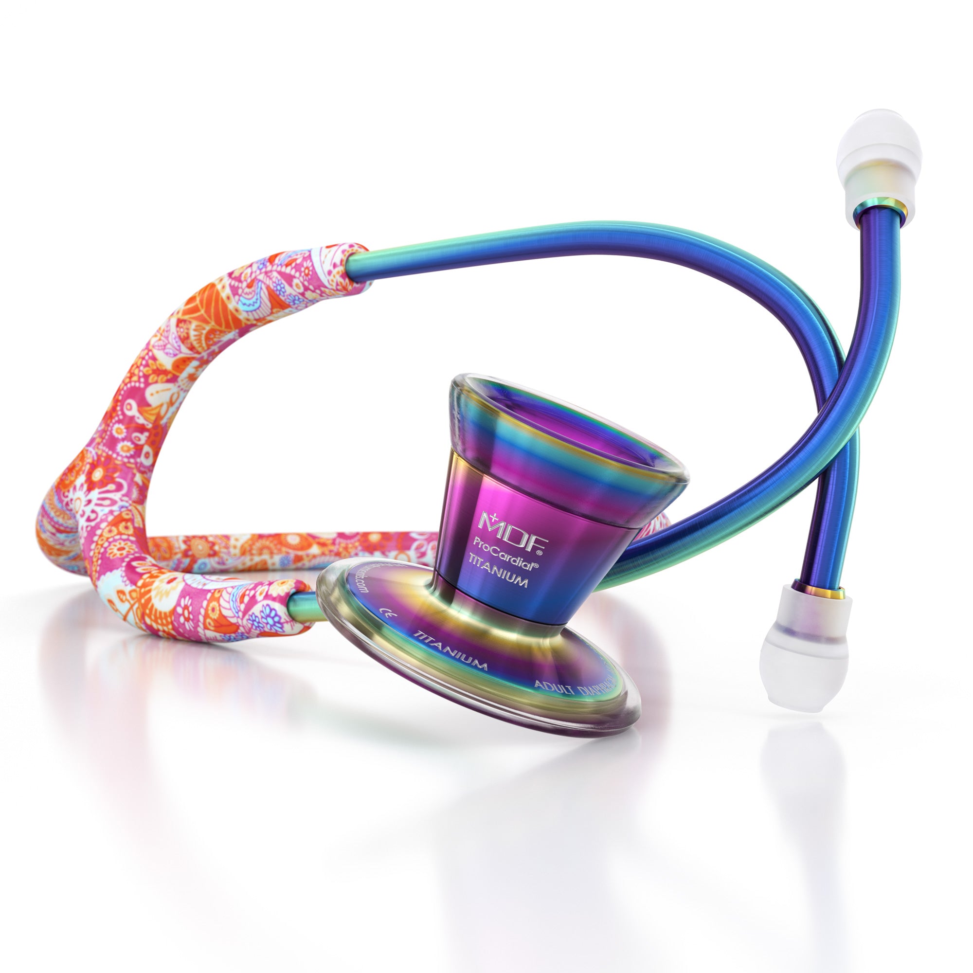 Premium ProCardial® Titanium Cardiology Stethoscope - Royal Dutch Paisley/Kaleidoscope Design for Medical Professionals | Ideal for Doctors, Nurses & Healthcare Workers in Hospitals & Clinics
