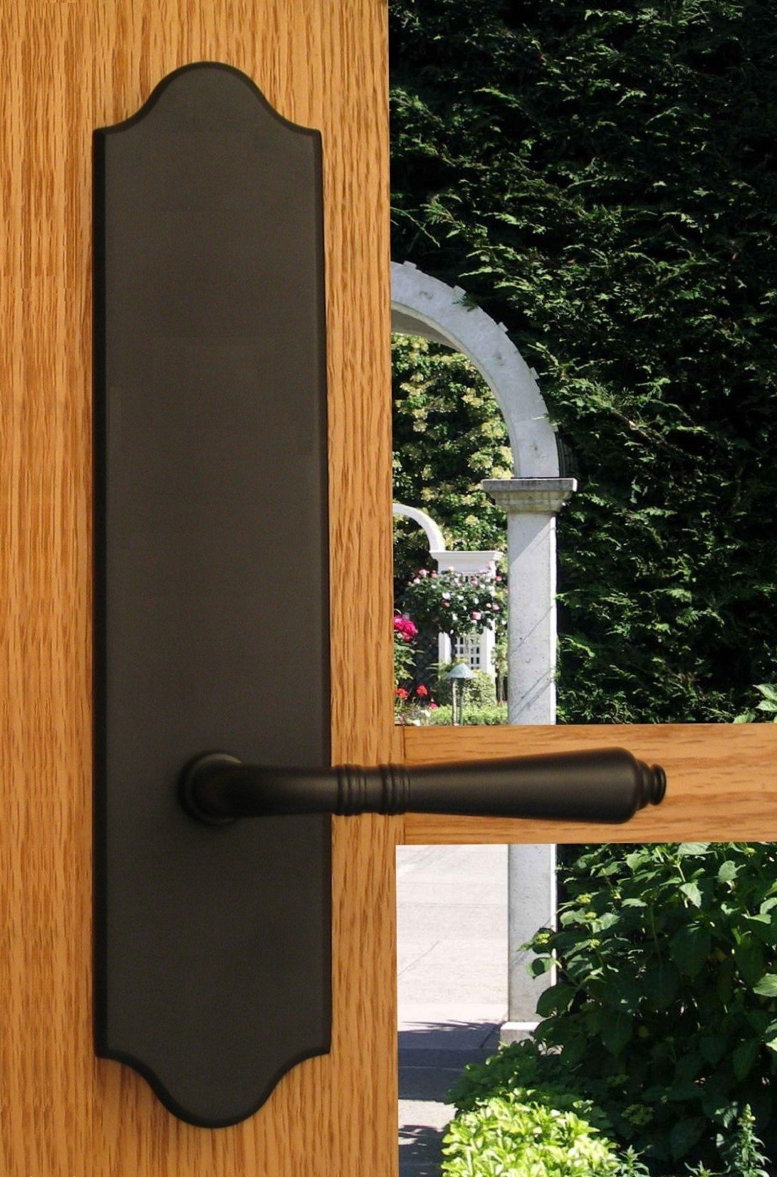 Premium Solid Brass Lever Door Handle Set with Back Plates - Passage Function, Polished Brass Finish, 2-3/8