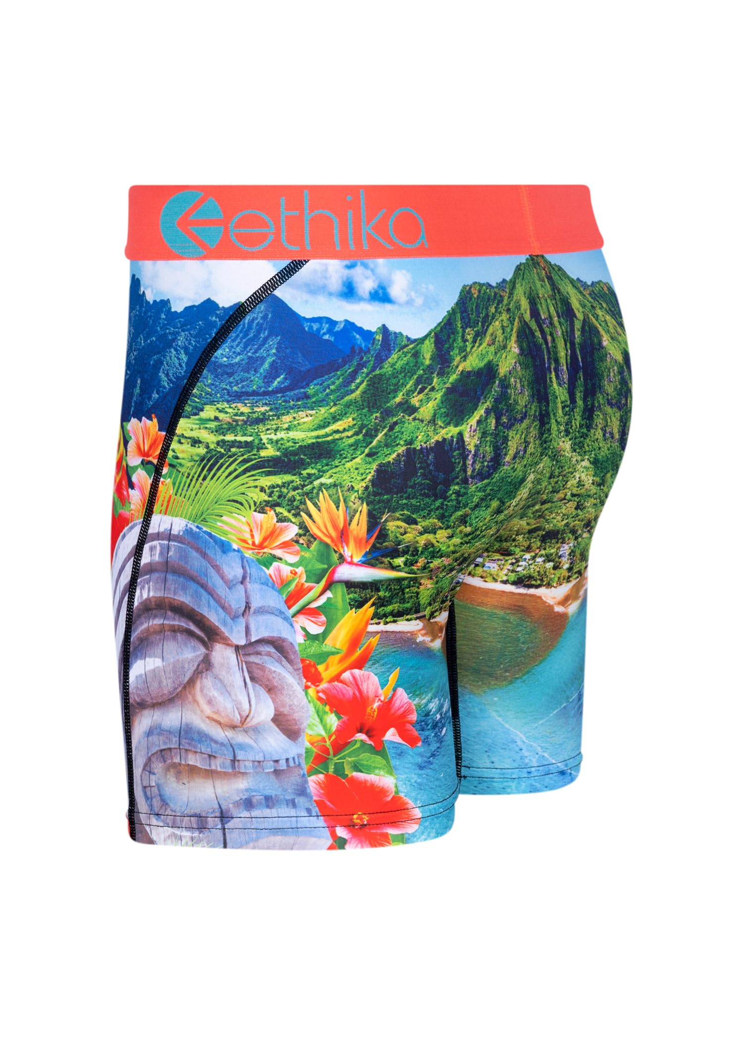 Ethika Men's MID Boxer Brief - Soft Breathable Underwear for All-Day Comfort | Island Time Print | Perfect for Workout, Travel & Daily Wear