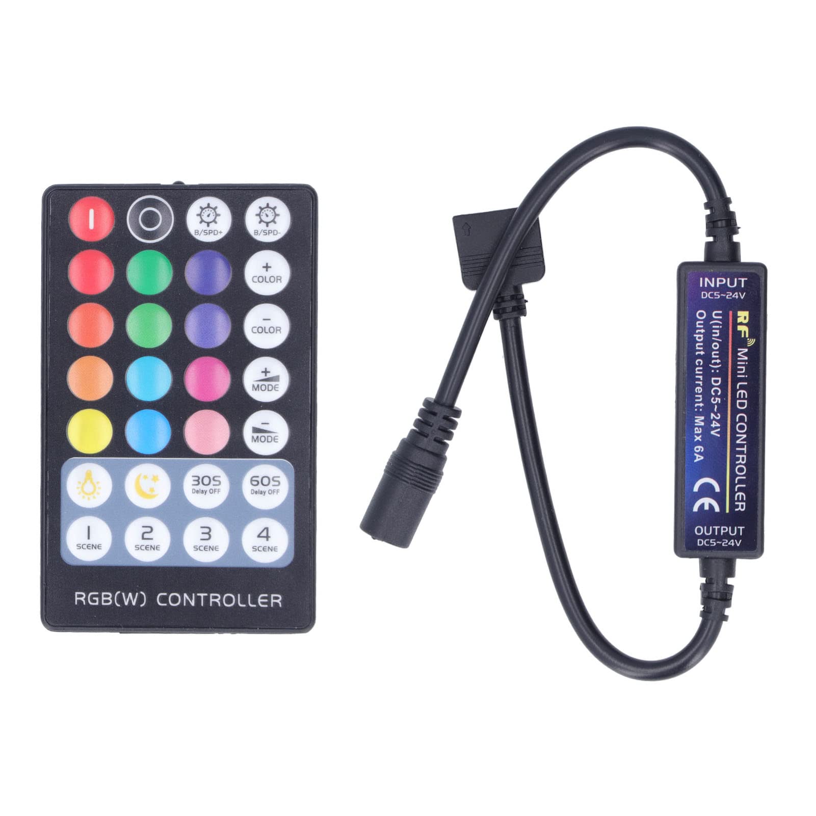 Haofy 28-Key 5-Pin RF Remote Controller for RGB LED Strip Lights - Mini Wireless Dimmer for Flexible Tape Lighting - Perfect for Home Decor, Bedroom Accent, and Party Lighting