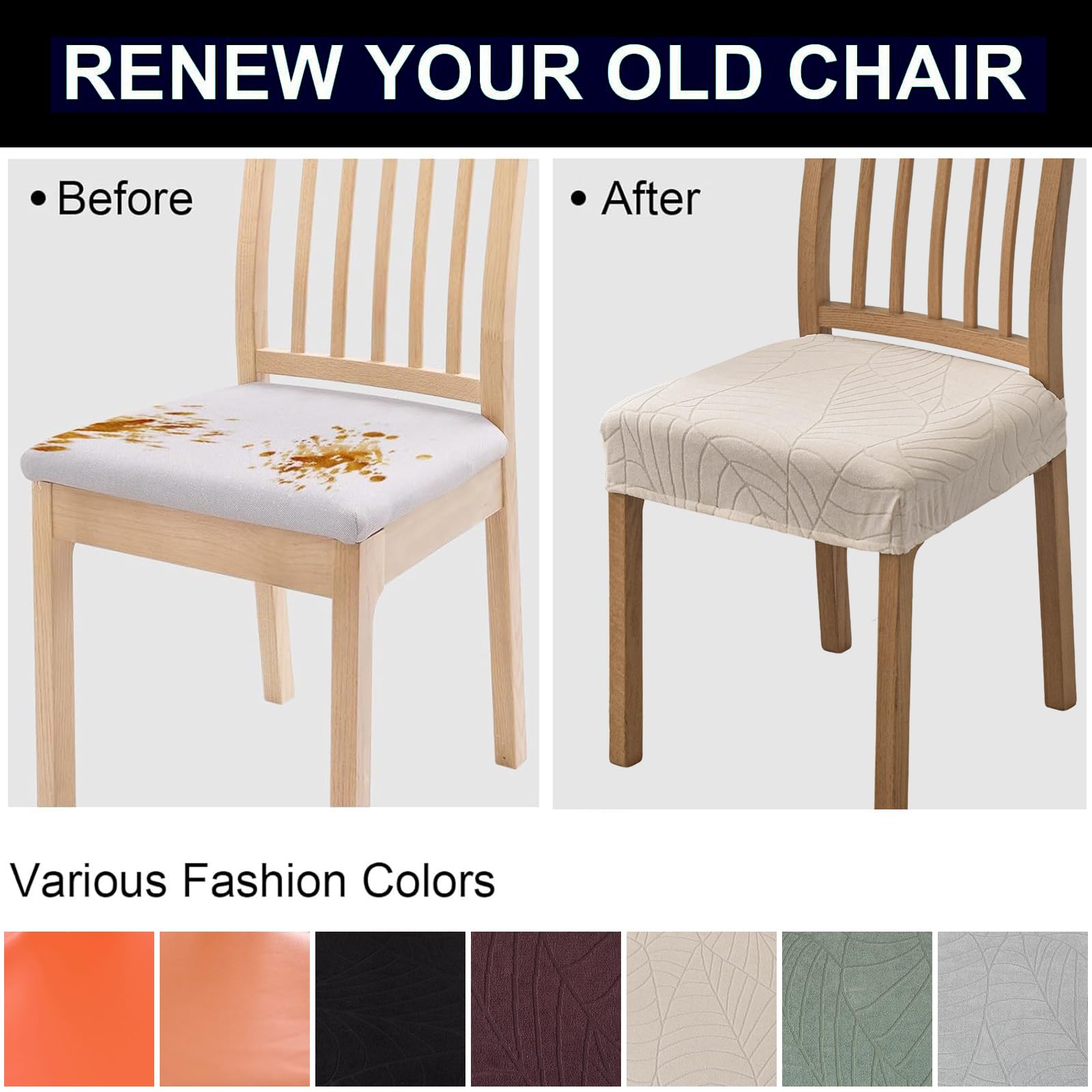 Premium Waterproof Stretch Jacquard Dining Chair Covers (Set of 4) - Washable & Removable Slipcovers for Kitchen, Dining Room & Home Decor - Perfect for Everyday Use & Special Occasions