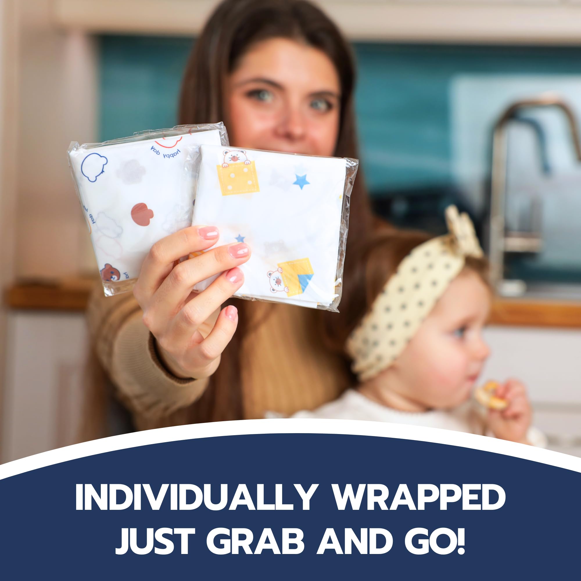 Waterproof Disposable Baby Bibs with Long Sleeves & Crumb Catcher - Individually Wrapped 10 Pack for Messy Meals, Travel & Daycare Use