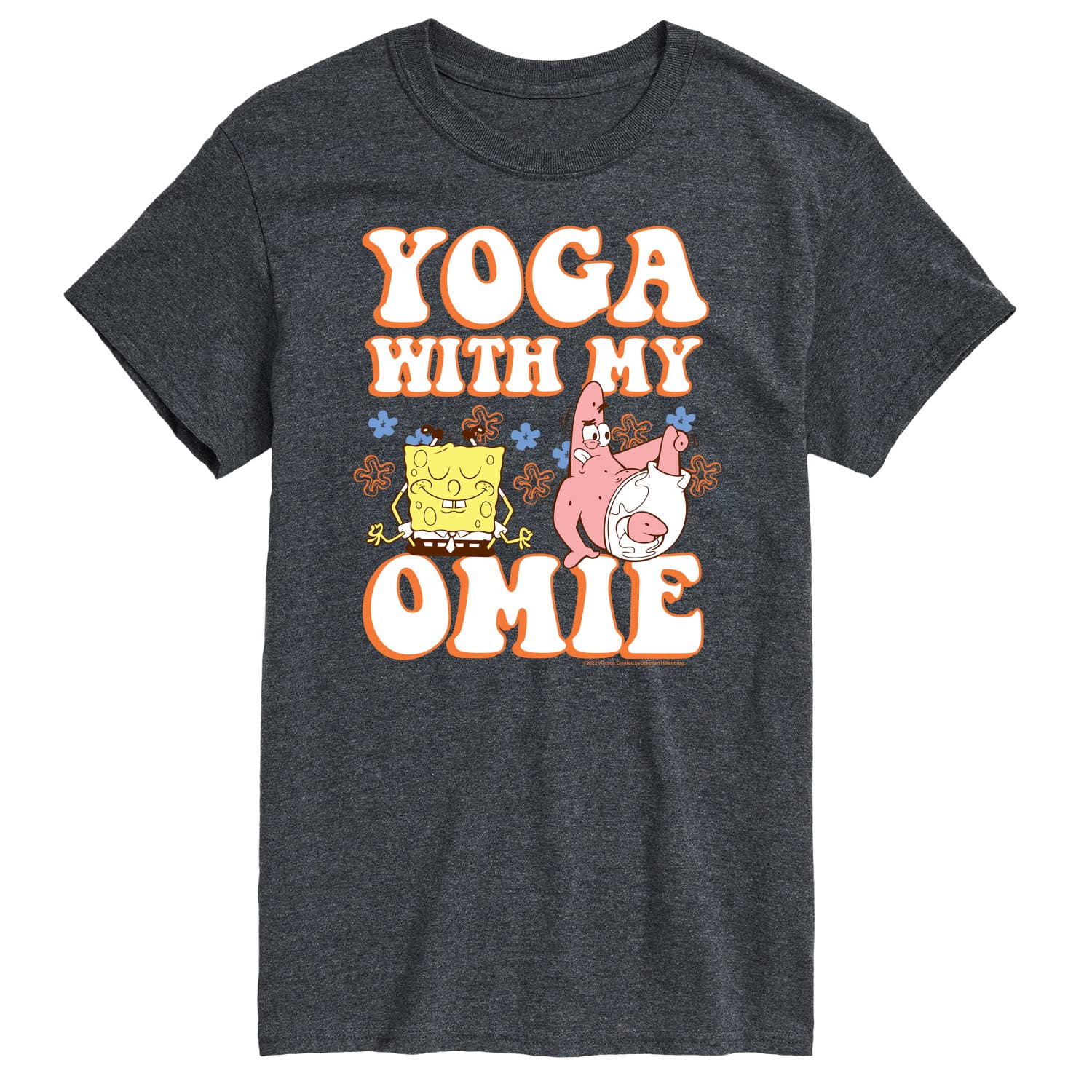 HYBRID APPAREL Spongebob Squarepants Yoga with My Omie Men's Graphic T-Shirt - Funny Cartoon Short Sleeve Tee for Casual Wear, Gym & Lounge