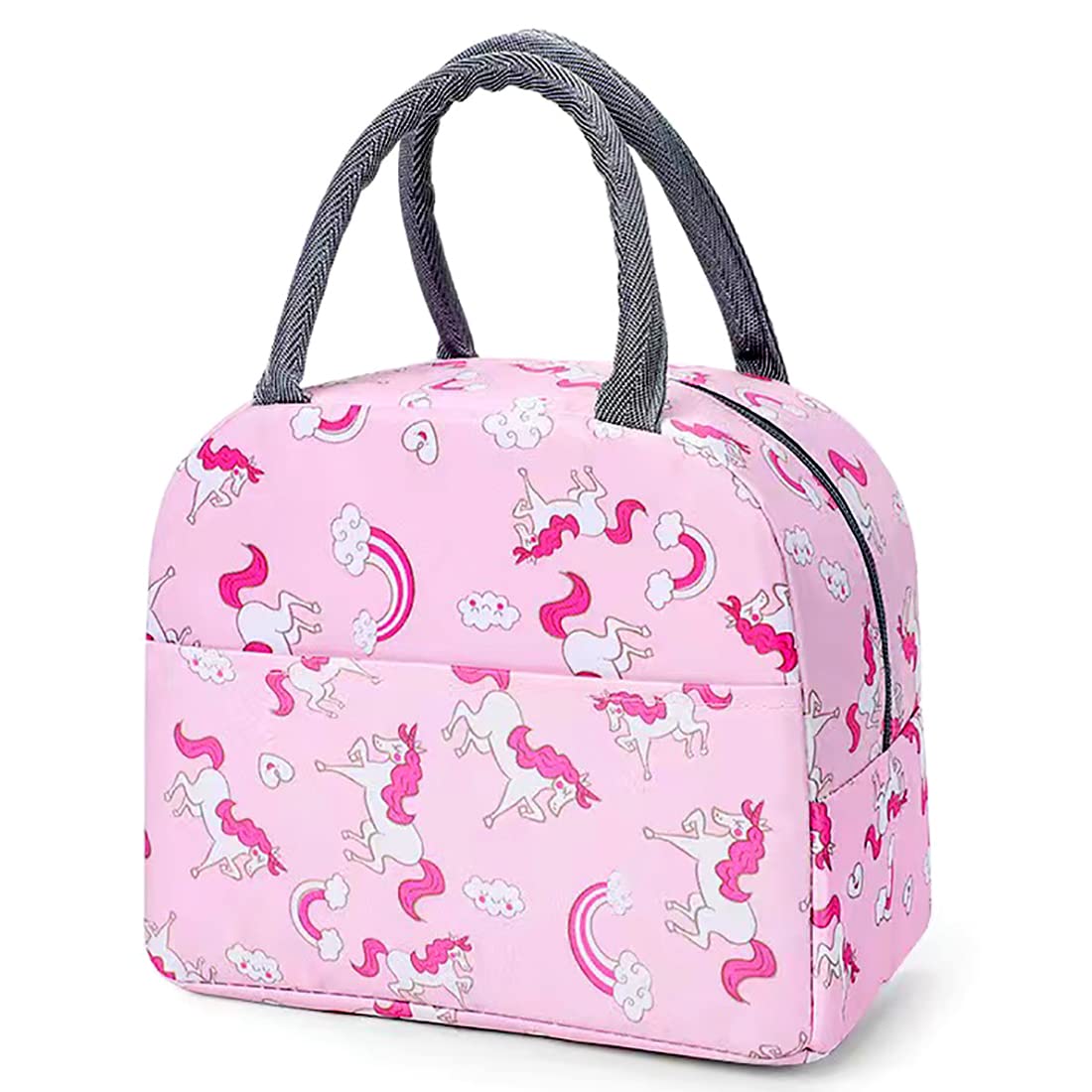 Insulated Lunch Bag for Women & Kids - Reusable Cooler Tote with Front Pocket for Work, School & Picnic | Leakproof & Lightweight Lunch Box for Office, Hiking & Outdoor Activities - Rainbow Horse Design