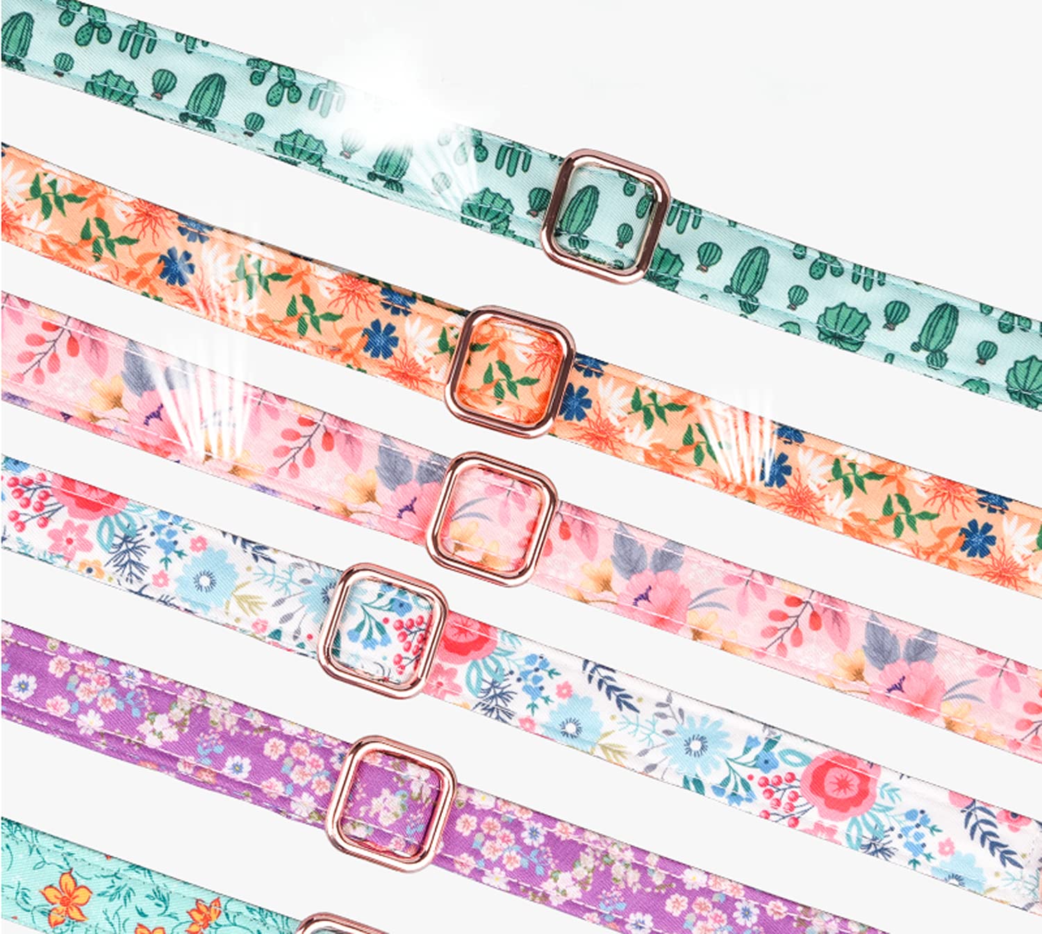 Floral Pattern Puppy Collar with Rhinestones - Adjustable Cute Dog Collar for Small Medium Large Dogs - Perfect for Daily Walks, Pet Photos & Special Occasions