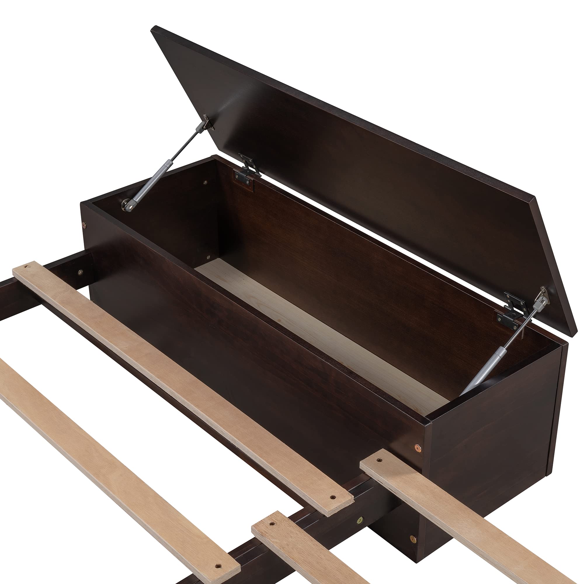 Convertible Twin Loft Bed for Kids with Storage Drawer & Shelf - Wooden Lower Bed, No Box Spring Needed (Espresso & Wood Finish) - Perfect for Small Bedrooms, Dorm Rooms & Space-Saving Kids' Rooms