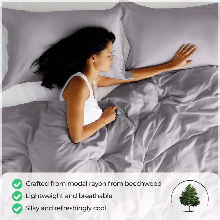 Premium 300 Thread Count Modal Duvet Cover Set - Soft & Breathable Beechwood Fabric - Perfect for Bedroom, Hotel, and Guest Room Comfort