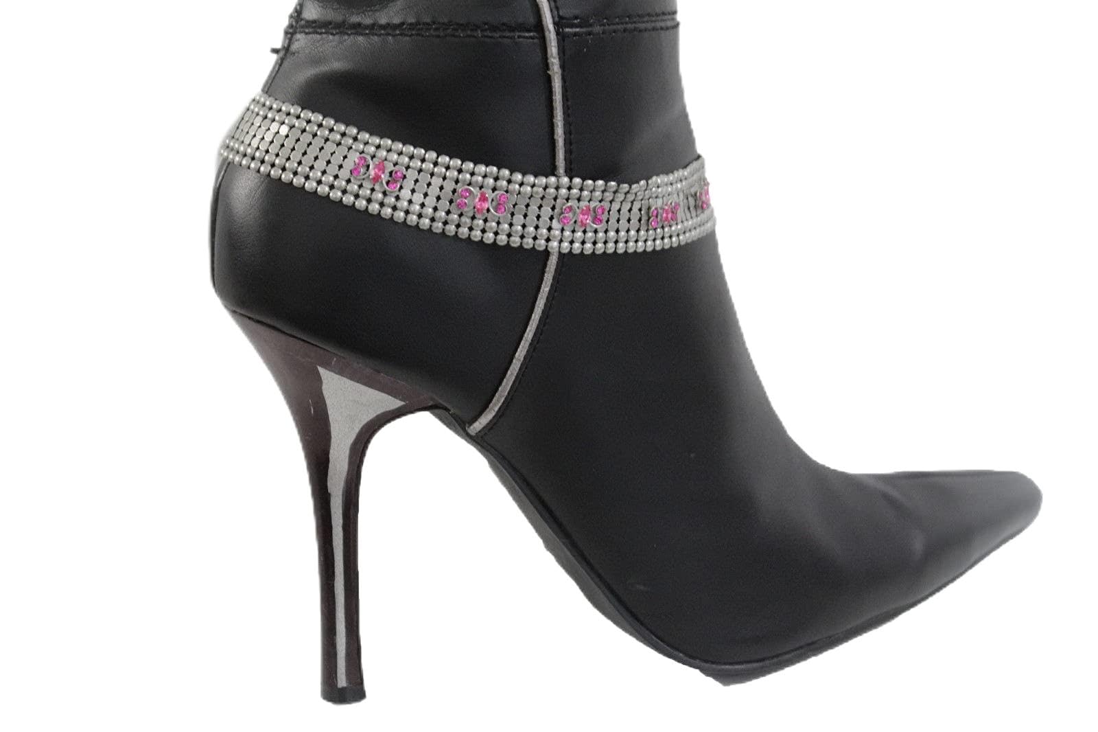 Stylish Women's Silver Boot Chain Anklet Bracelet - Chunky Metal Mesh Heel Shoe Jewelry with Butterfly Charm | Perfect for Parties, Weddings & Night Out Accessories