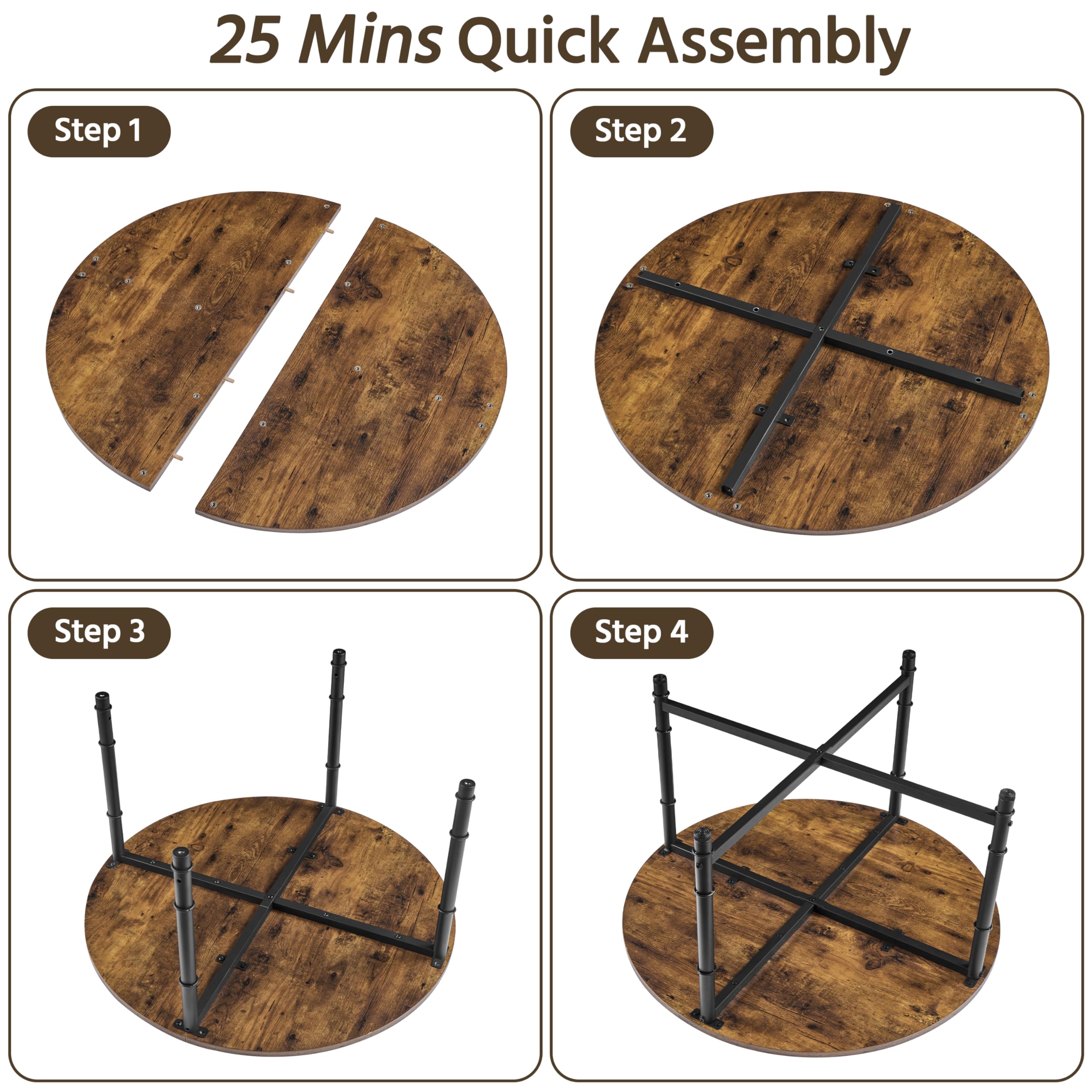 Yaheetech 31.5 Inch Round Coffee Table - Rustic Wood Top with Sturdy Metal Legs, Easy Assembly Living Room Furniture for Small Spaces - Perfect for Cozy Home Decor, Reading Nook & Coffee Time