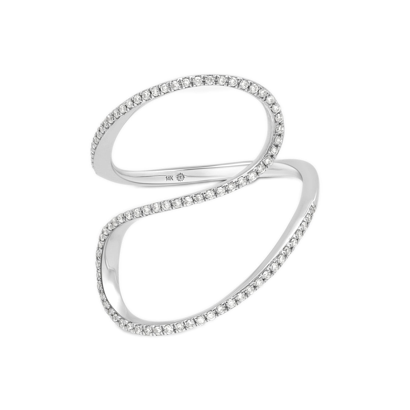 14k White Gold Diamond Swirl Ring for Women - Elegant Wedding, Engagement & Anniversary Jewelry Gift - Perfect for Everyday Wear & Special Occasions