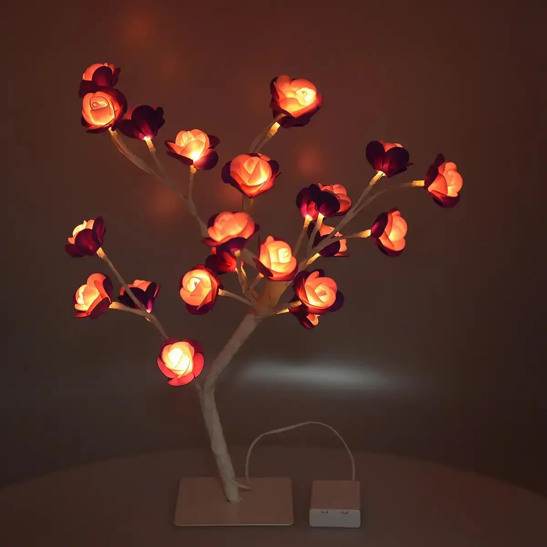 Shop LC Purple LED Rose Tree Light - 24 Multi-Headed Rose Lamp for Table Desk - Valentine's Day Home Decor & Romantic Gifts - Perfect for Bedroom, Living Room, and Wedding Decorations