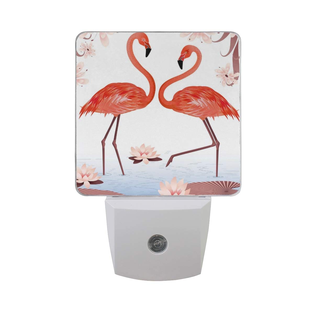 ALAZA 2 Pack LED Night Light with Flamingo & Water Lily Design - Dusk to Dawn Sensor, Plug-in Desk Lamp for Home Decor, Bedroom, Nursery, or Office