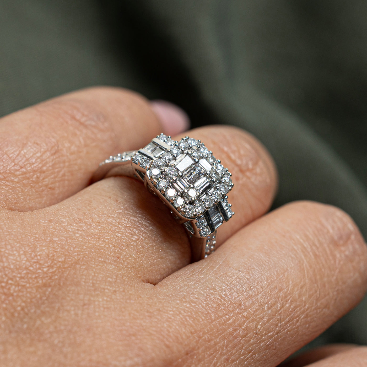 1.53ctw Multi-Cut Diamond Cluster Cocktail Ring - Size 7 | Elegant Statement Jewelry for Evening Parties & Special Occasions