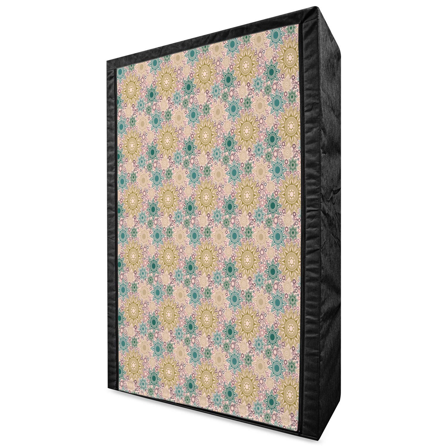 Ambesonne Mandala Portable Fabric Wardrobe Closet Organizer with Shelves, 42.5 Inch Multicolor Oriental Floral Pattern - Perfect for Bedroom, Closet, Dorm Room Storage and Clothing Organization