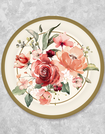Devon's Garden Elegant Dessert Plates Set of 15 - Floral Design Porcelain Appetizer Plates for Afternoon Tea, Wedding, Party & Special Occasions
