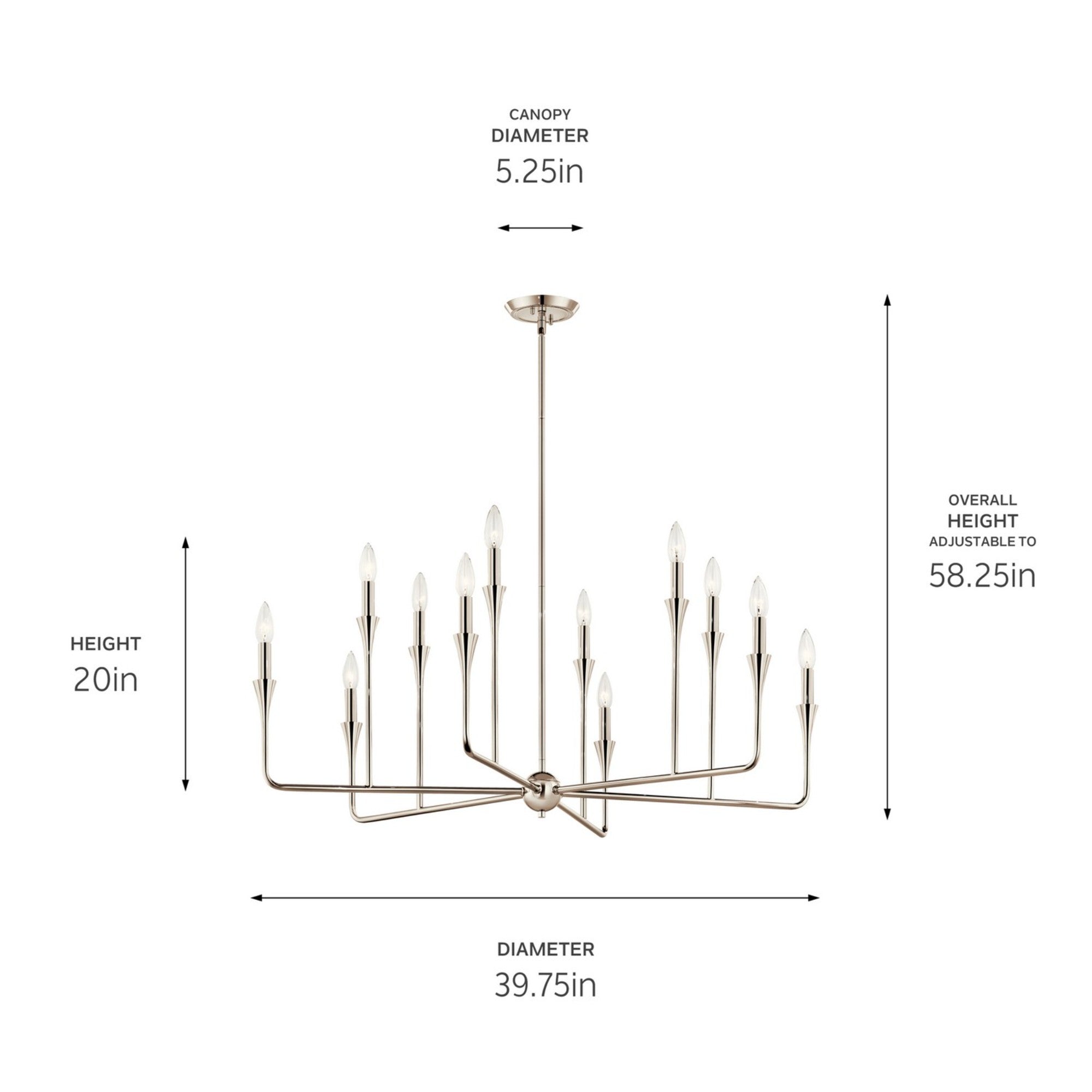 Alvaro 40-Inch 12-Light Multi-Tier Crystal Chandelier with Polished Nickel Finish - Perfect for Dining Room, Foyer, or Luxury Bedroom Lighting