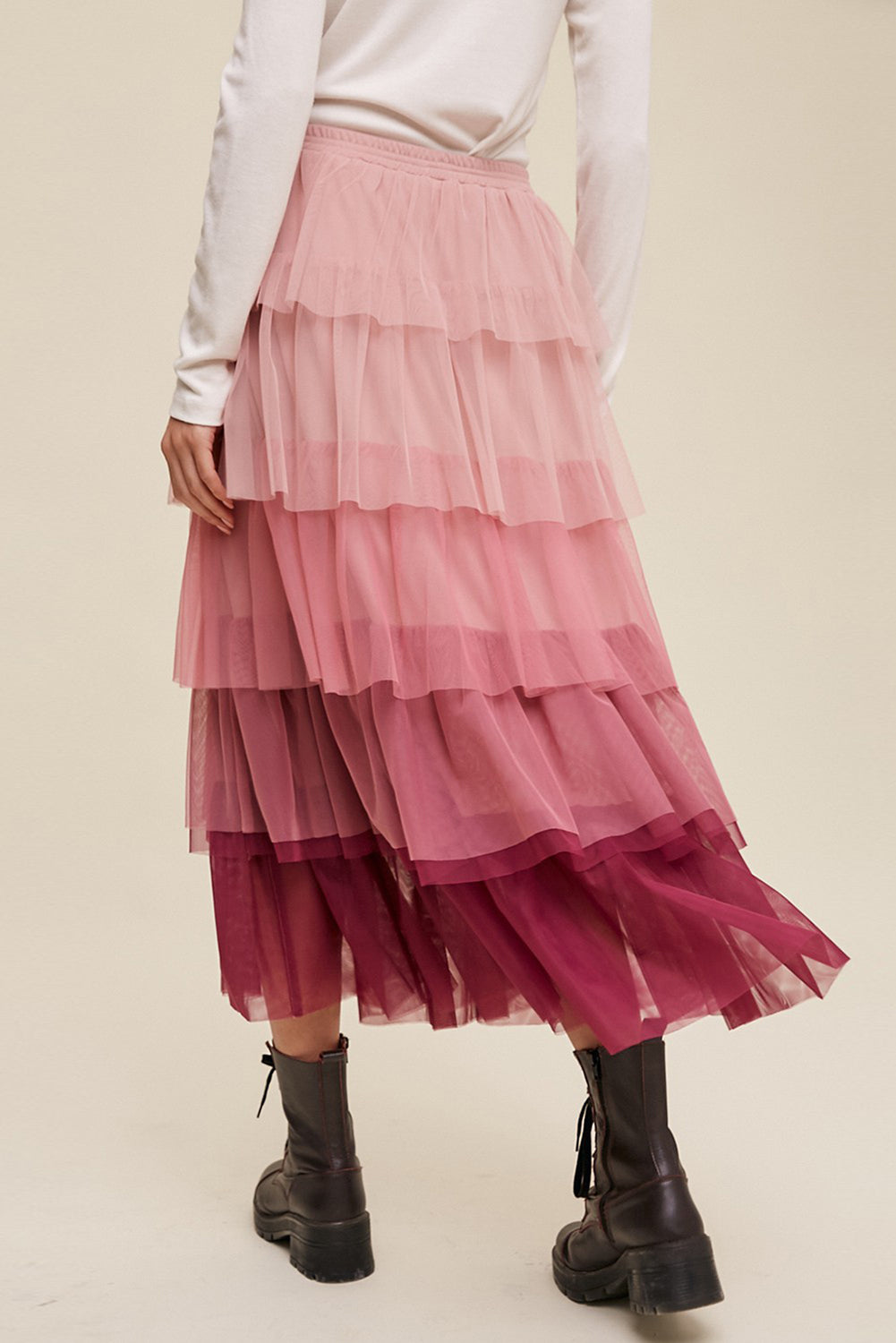 Boho Elastic Waist Layered Tulle Skirt for Women - Flowy Summer Skirt for Beach, Wedding, Party & Casual Wear