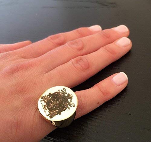 Handmade Artisan Family Crest Signet Rings - 14K Gold Pinky Rings for Men & Women - Personalized Engraving & Custom Monogram - Perfect for Weddings, Gifts & Heirloom Jewelry