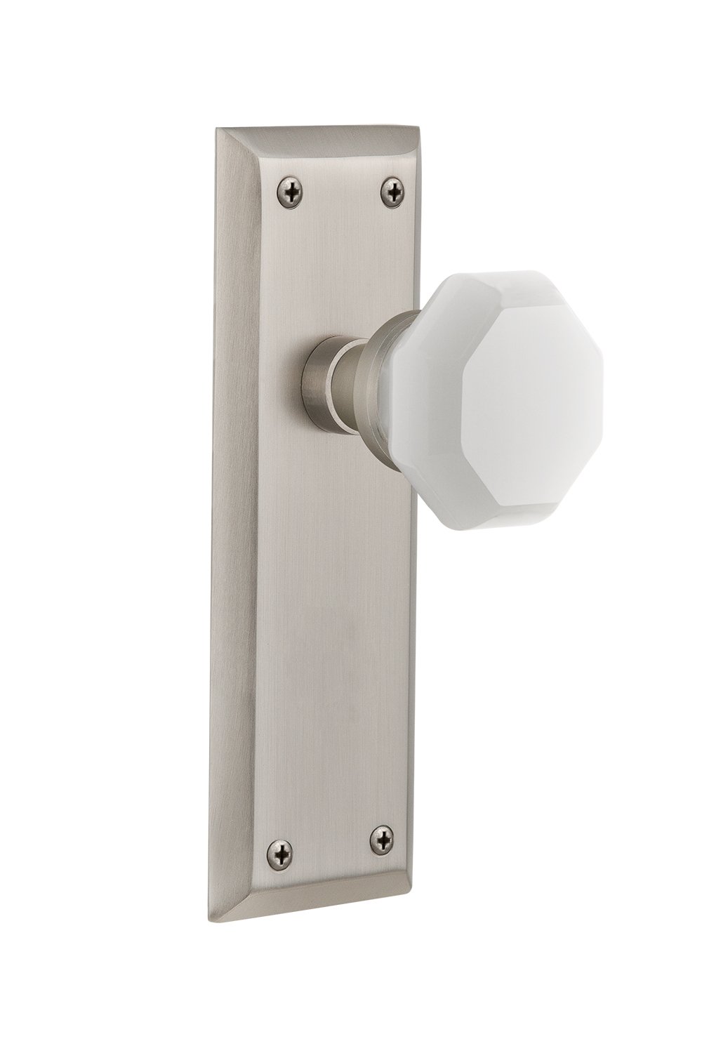 Nostalgic Warehouse 748169 New York Plate Waldorf White Milk Glass Cabinet Knob - 2.375