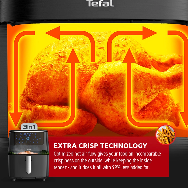 Tefal FW2018 XXL 3-in-1 Air Fryer with Grill & Steam Functions - Healthy Oil-Free Cooking for Family Meals, Parties & Quick Weeknight Dinners