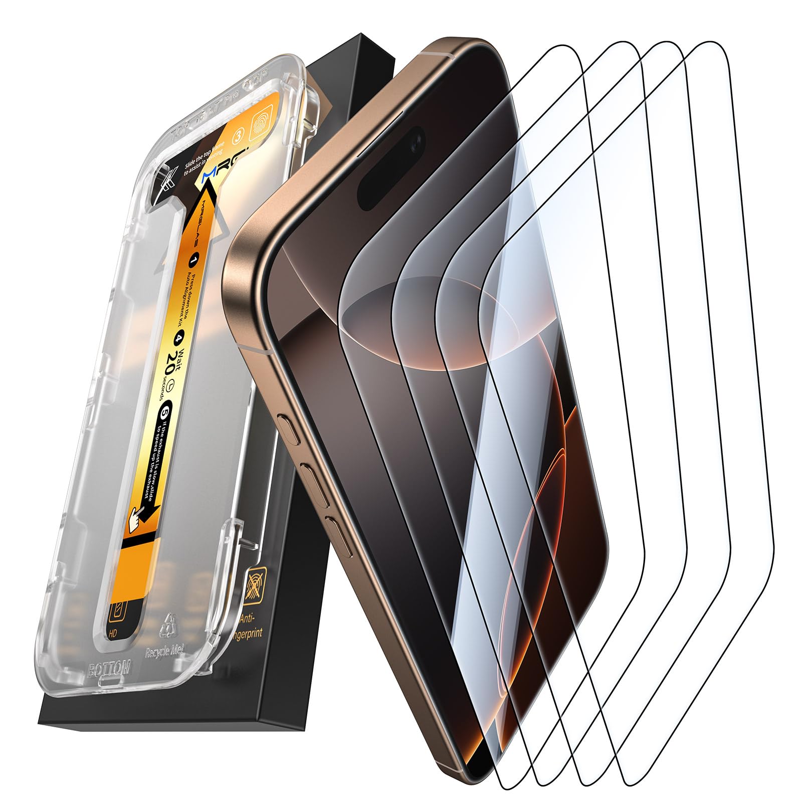 MRGLAS 4-Pack Tempered Glass Screen Protector for iPhone 16 Pro Max 6.9