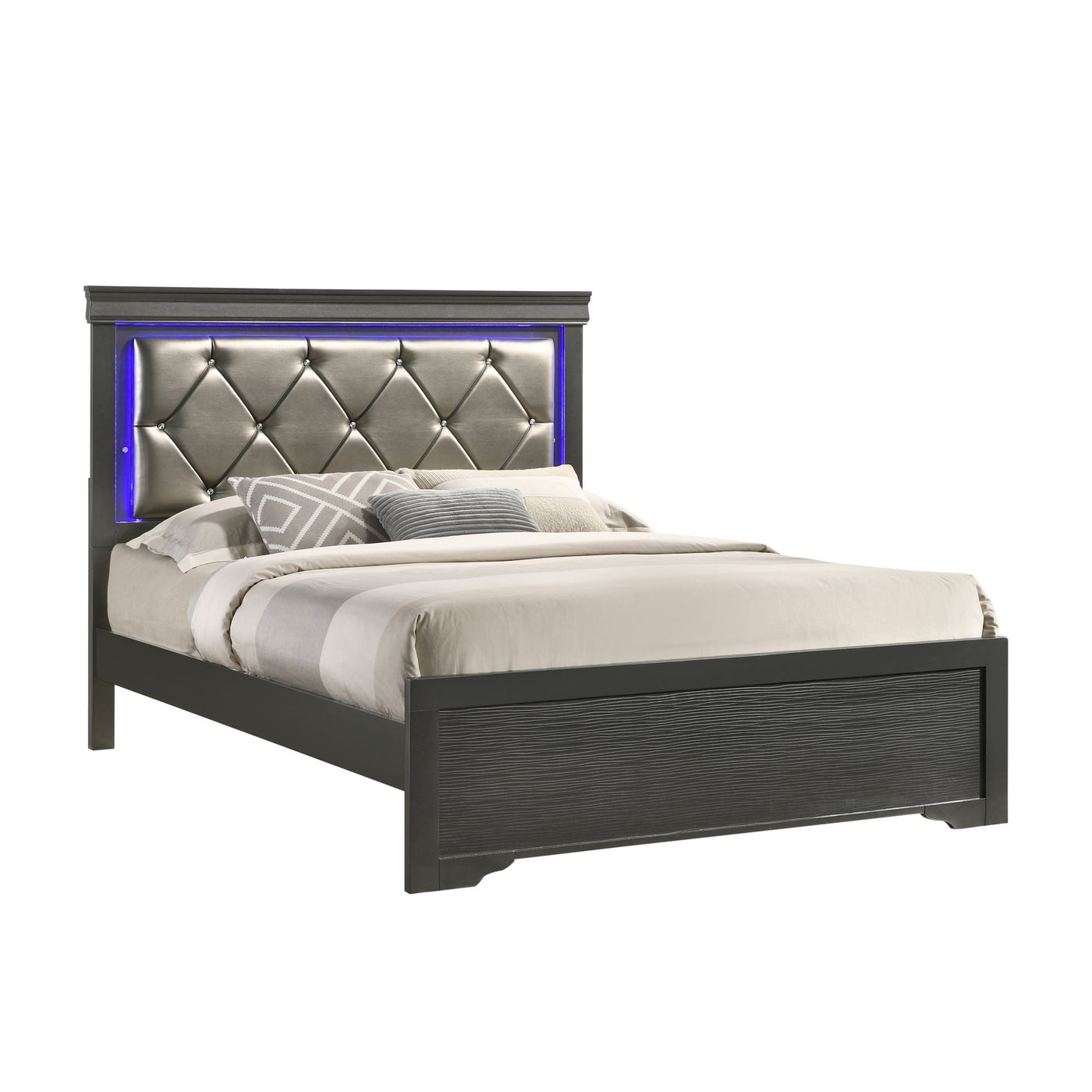 Brooklyn Bedroom Bed - Queen Size Wooden Frame with Upholstered Headboard - Perfect for Modern Apartments, Guest Rooms & Cozy Bedrooms