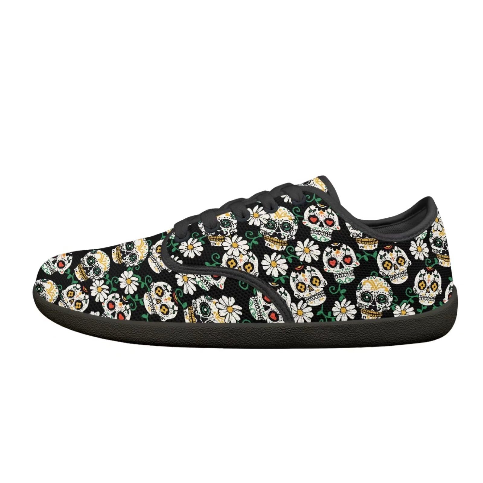 Skull Print Women's Minimalist Barefoot Shoes - Slip On Sneakers for Hiking, Walking & Travel | Fashion Low-Top Shoes for Outdoor Activities & Casual Wear