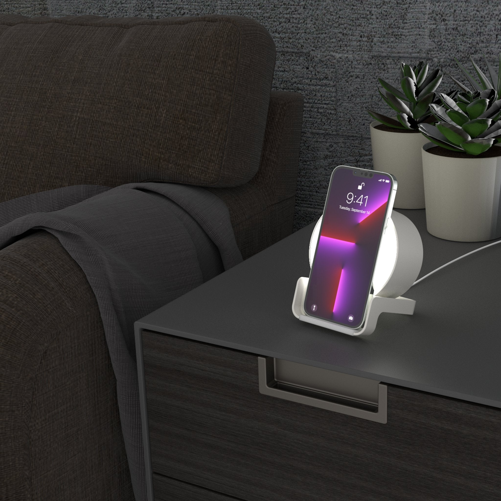Edmonton Oilers Endzone Solid Night Light with USB Charger & Bluetooth Speaker - Perfect for Bedroom, Game Room, and Sports Fan Gifts