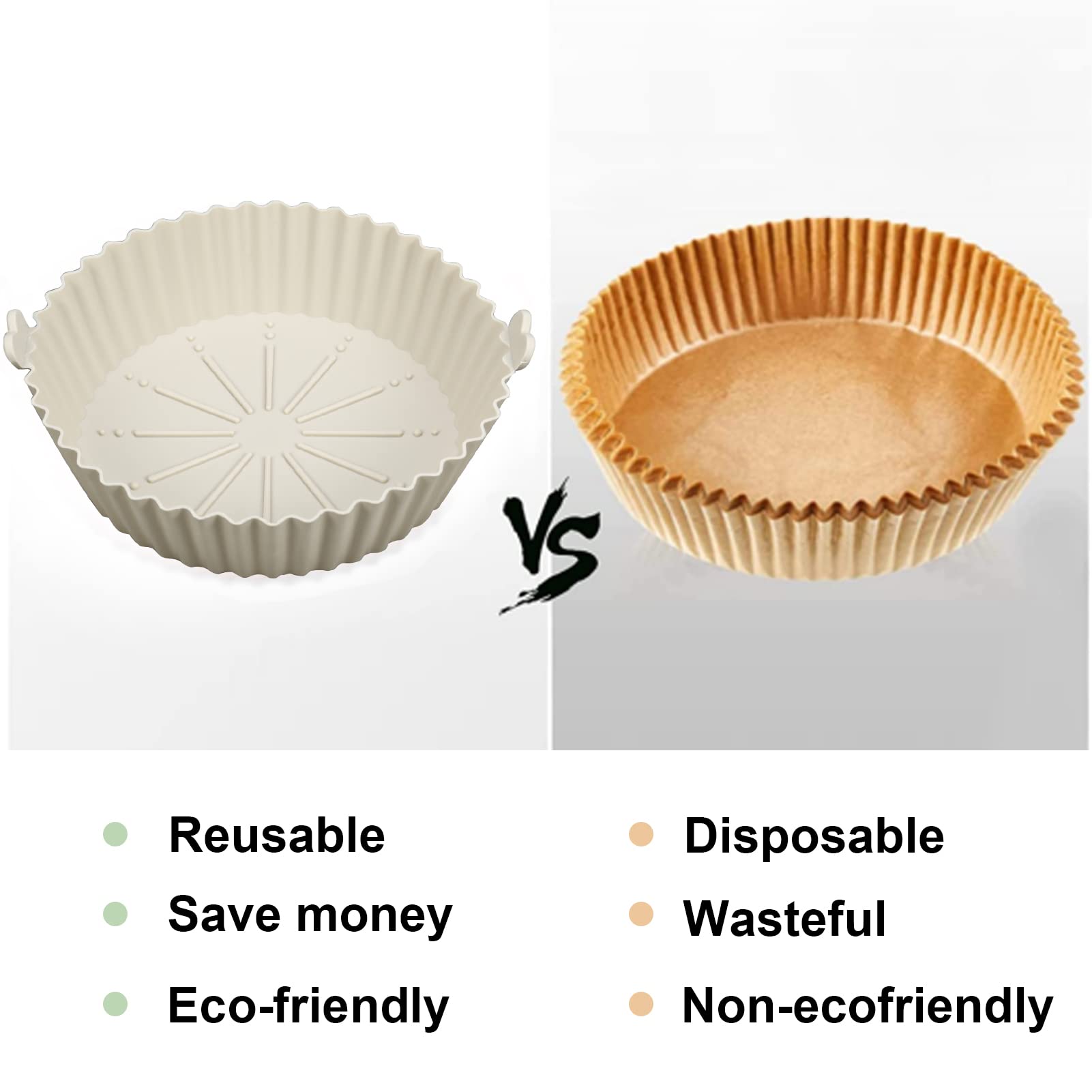 Smilcloud 2-Pack 5.3 Inch Round Silicone Air Fryer Liners - Non-Stick Baking Pan & Basket Replacement for Oven, Microwave - Perfect for Home Kitchen Cooking, Roasting & Reheating Food