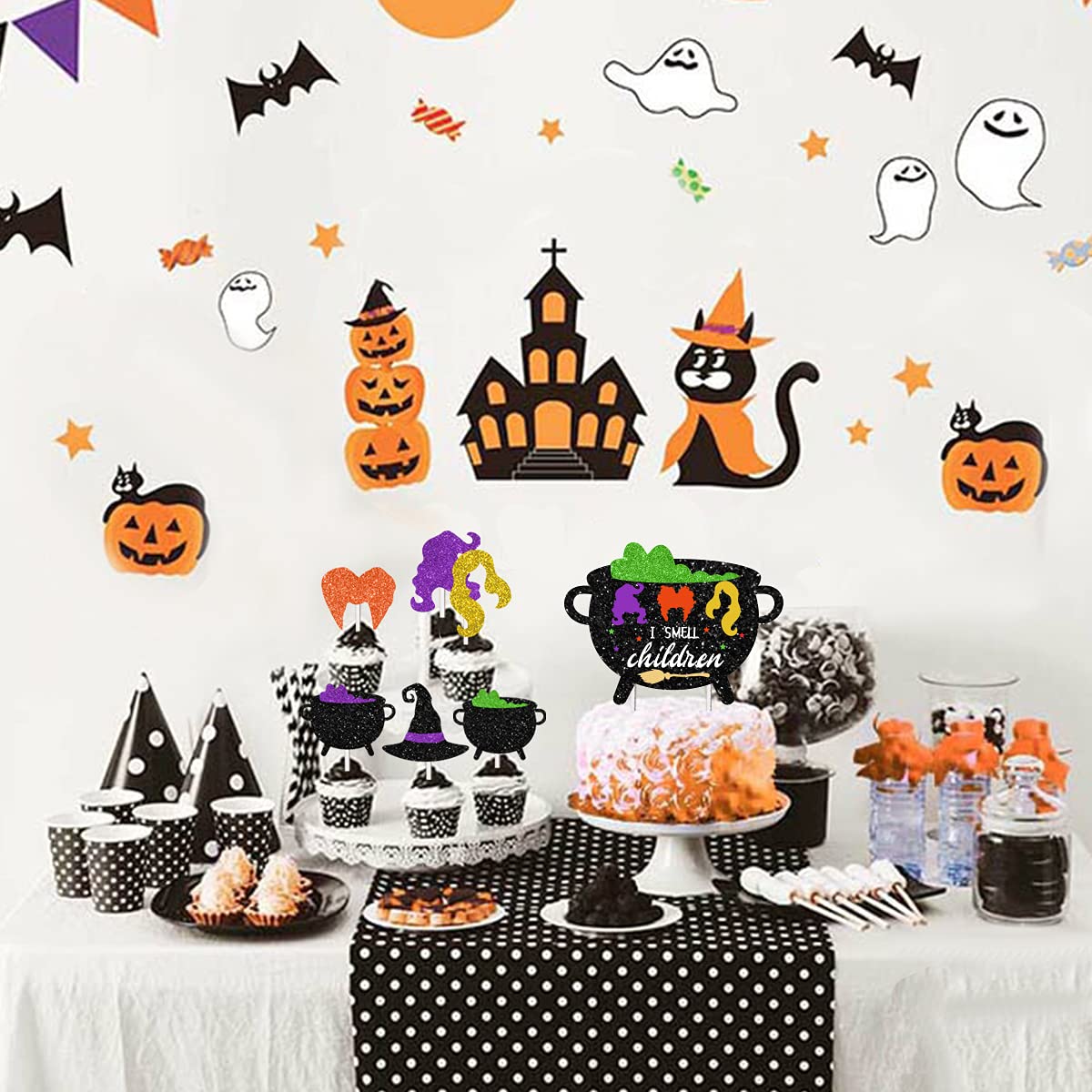 Halloween Witch Cake Decorations Set - 25 Pcs I Smell Children Cupcake Toppers for Spooky Party Supplies | Perfect for Halloween Cakes, Cupcakes & Party Decor