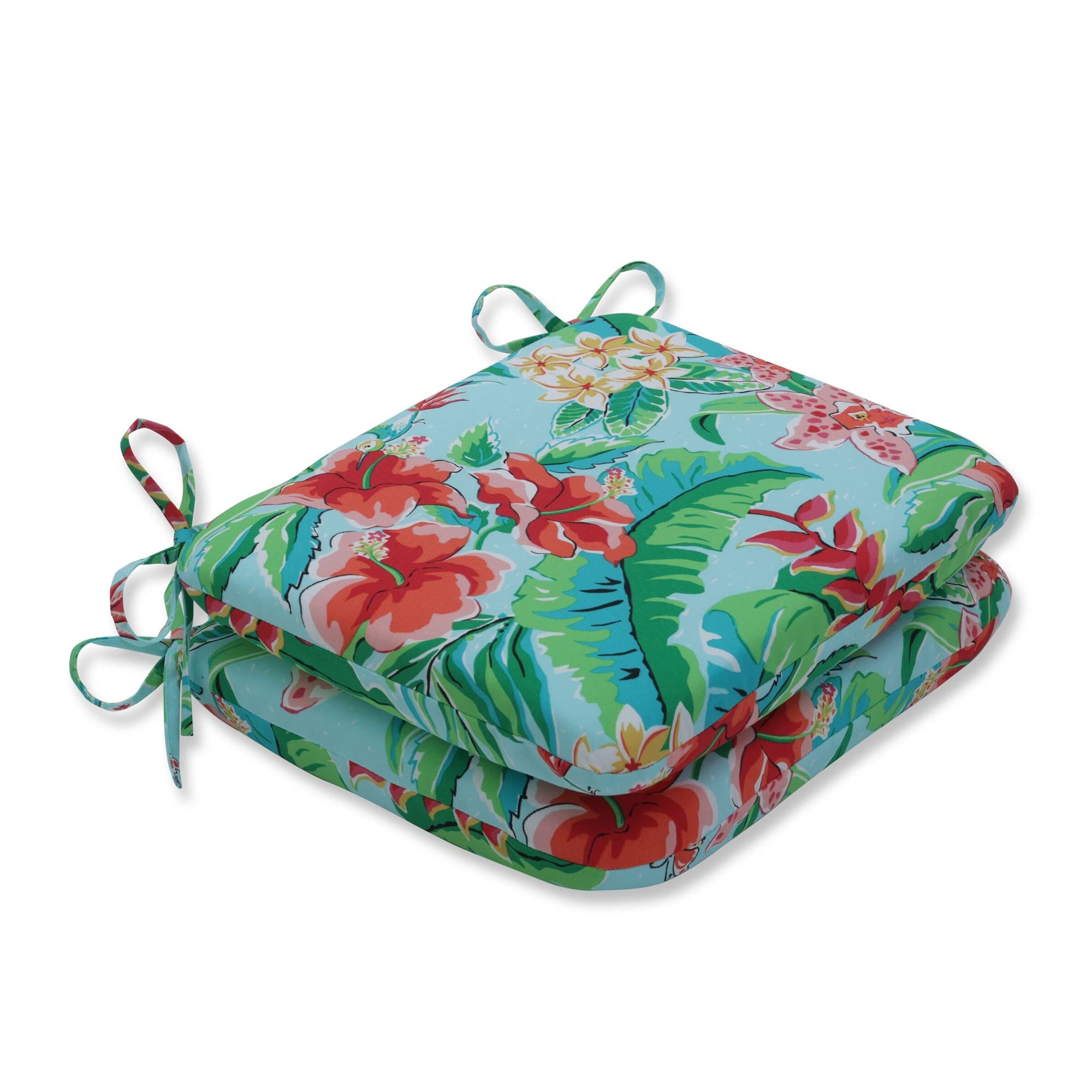 CC Home Furnishings Set of 2 Blue & Green Tropical Outdoor Patio Cushions - 18.5