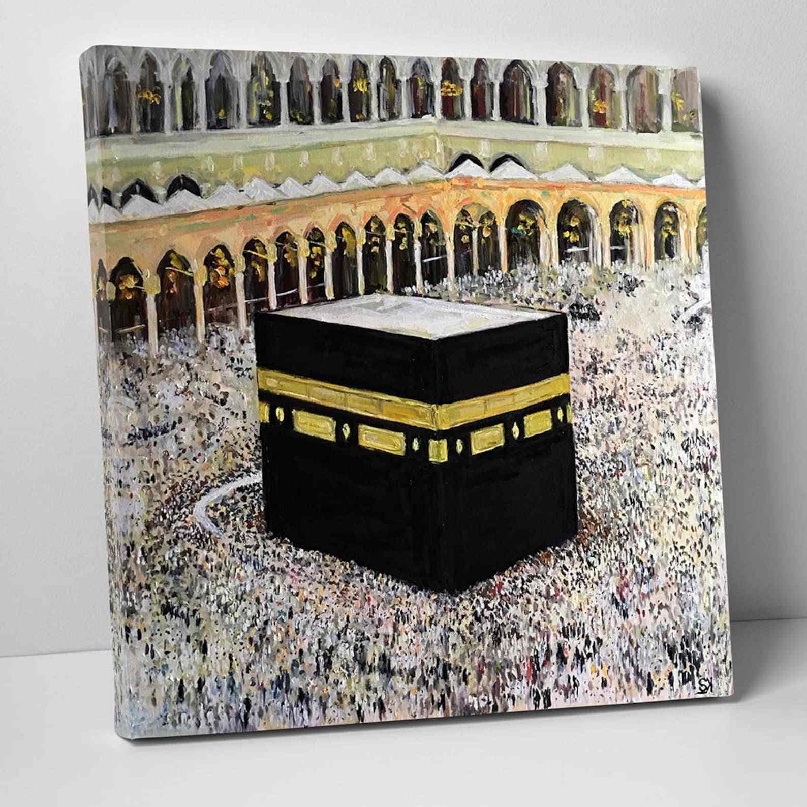 Kaaba Canvas Print - Islamic Wall Art Decor for Home, Mosque & Office - Premium Muslim Religious Artwork