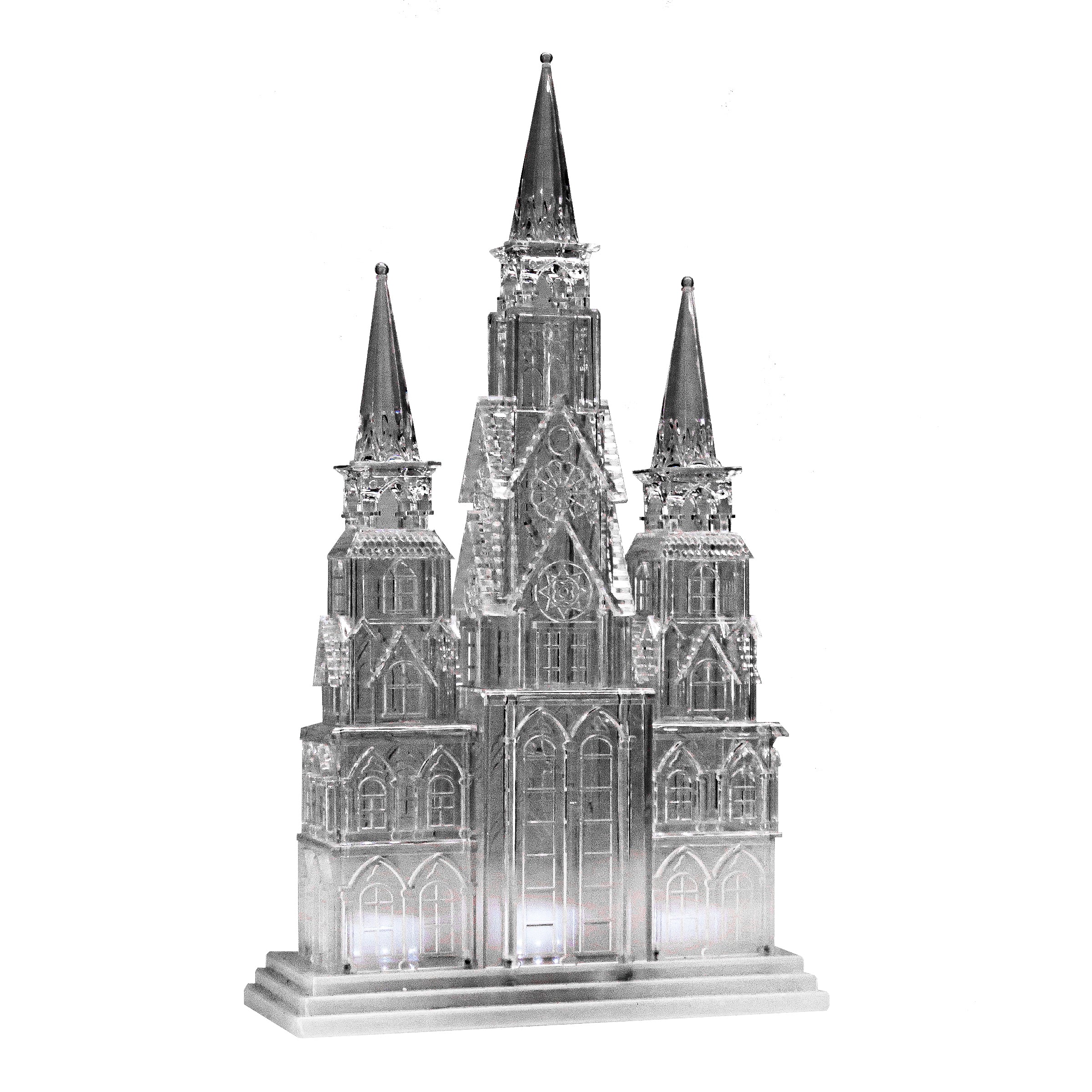 17 Inch White LED Christmas Cathedral Decoration - Holiday Home Decor for Living Room, Church & Outdoor Holiday Display