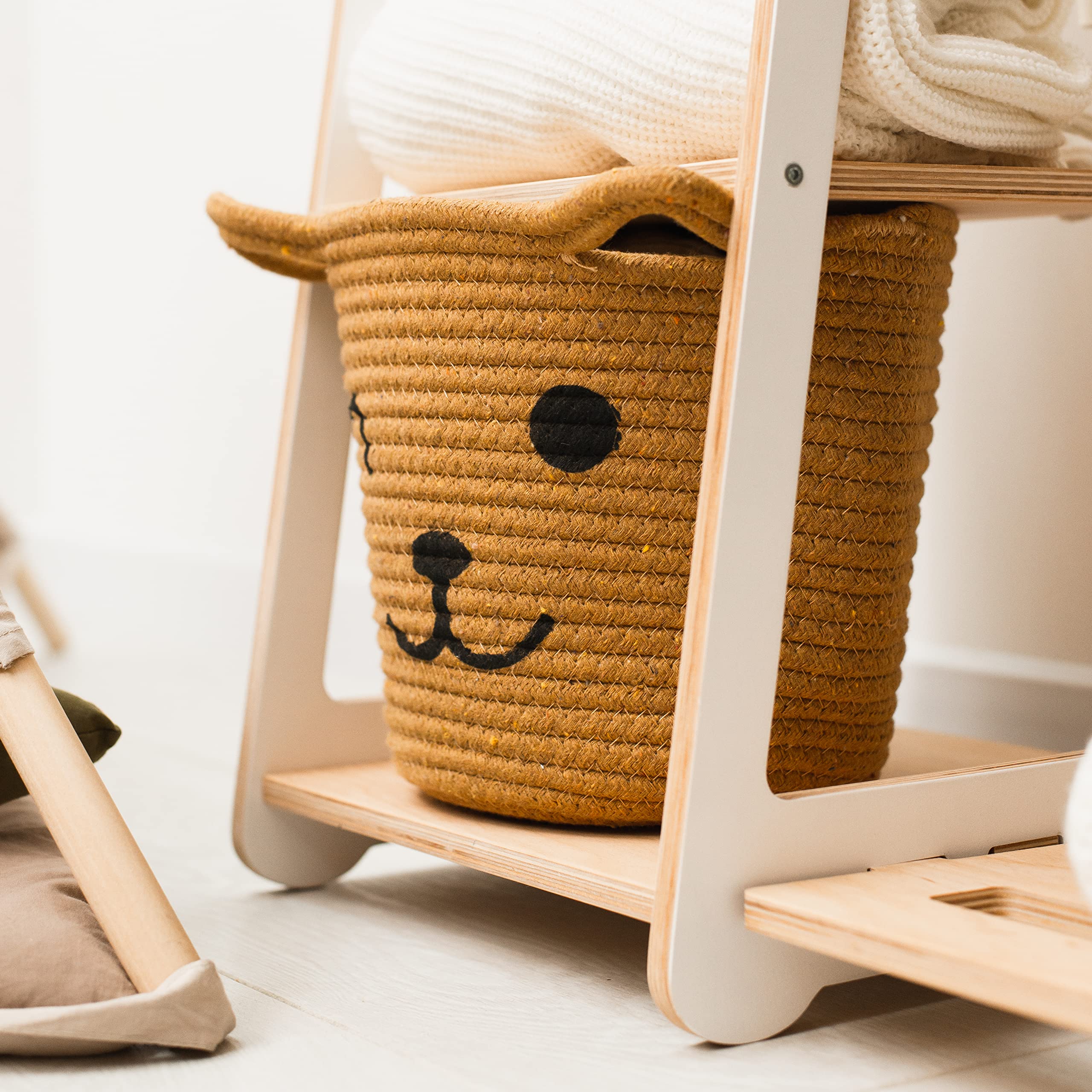 Montessori Teepee Style Kids Clothing Rack - Natural Wood Toddler Clothes Shelf with Shelves for Playroom & Nursery Storage - Perfect Gift for 2nd & 3rd Birthday (Pink) | Organize Baby Clothes, Toys & Neutral Room Decor