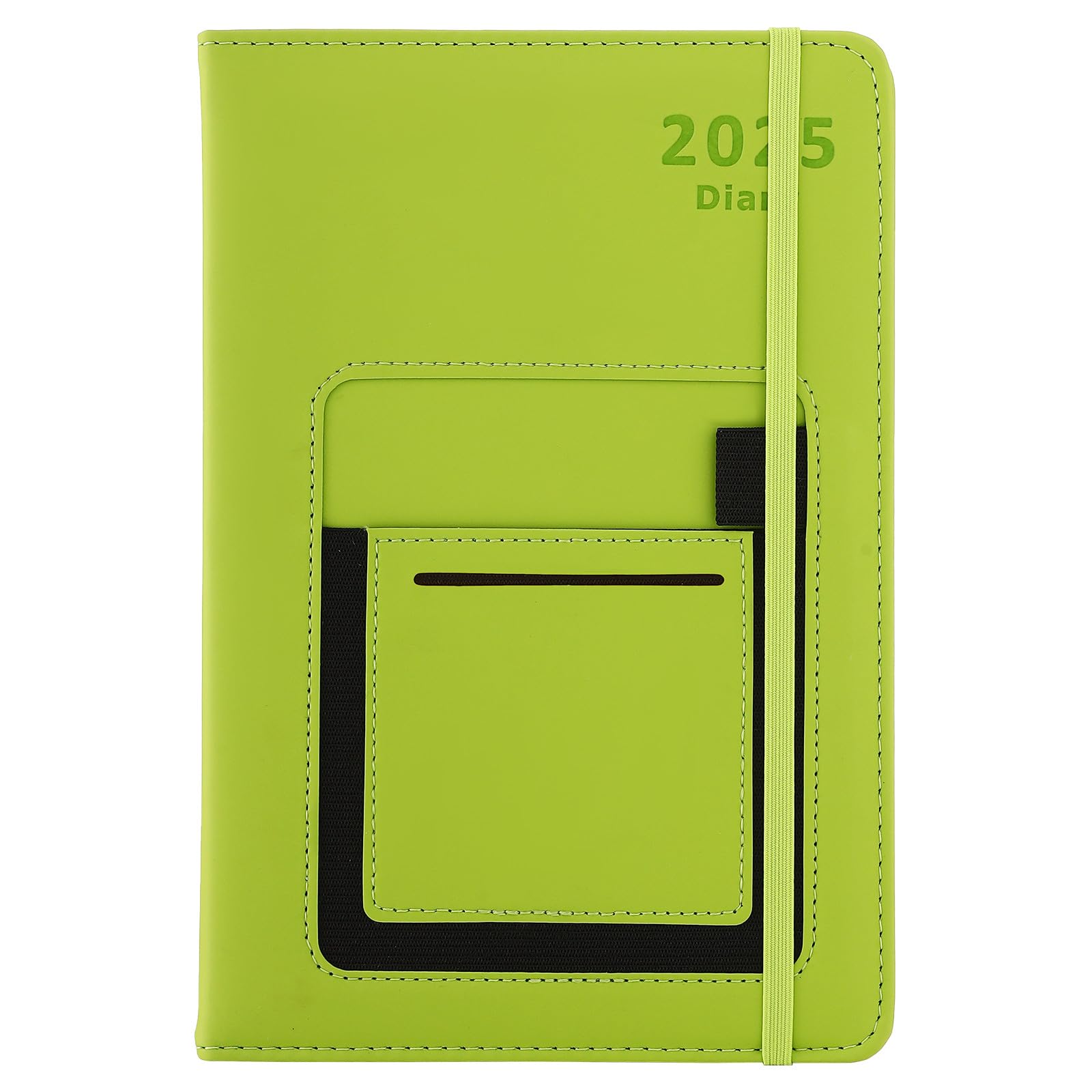 2025 Academic Planner & Daily Diary - January to December A5 Page-a-Day Organizer with Colorful Monthly Tabs, Inner Pocket & Elastic Closure (Green) - Perfect for Students, Teachers & Office Professionals