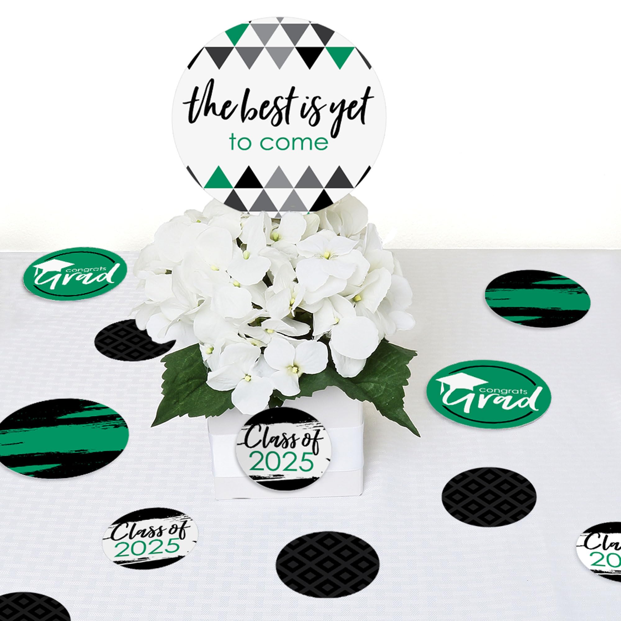 Big Dot of Happiness 2025 Green Graduation Party Giant Circle Confetti - 27-Pack Large Eco-Friendly Confetti for Graduation Decorations, Party Supplies & Photo Backdrops - Perfect for Graduation Ceremonies, School Events & Celebration Decor