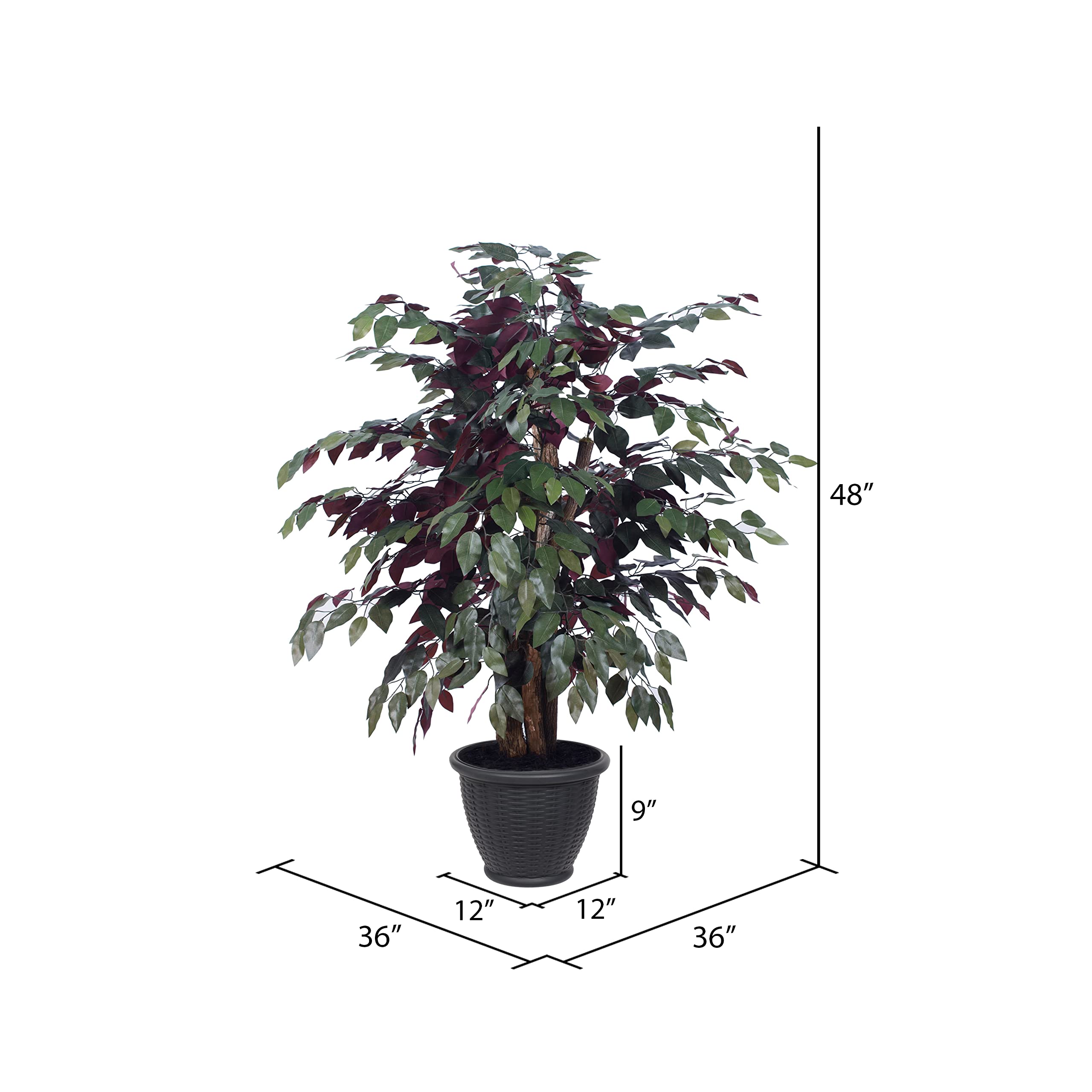 Vickerman 4ft Artificial Capensia Bush - Extra Full Indoor Fake Plant with Gray Plastic Pot - Perfect for Home Decor, Office Plants & Wedding Centerpieces
