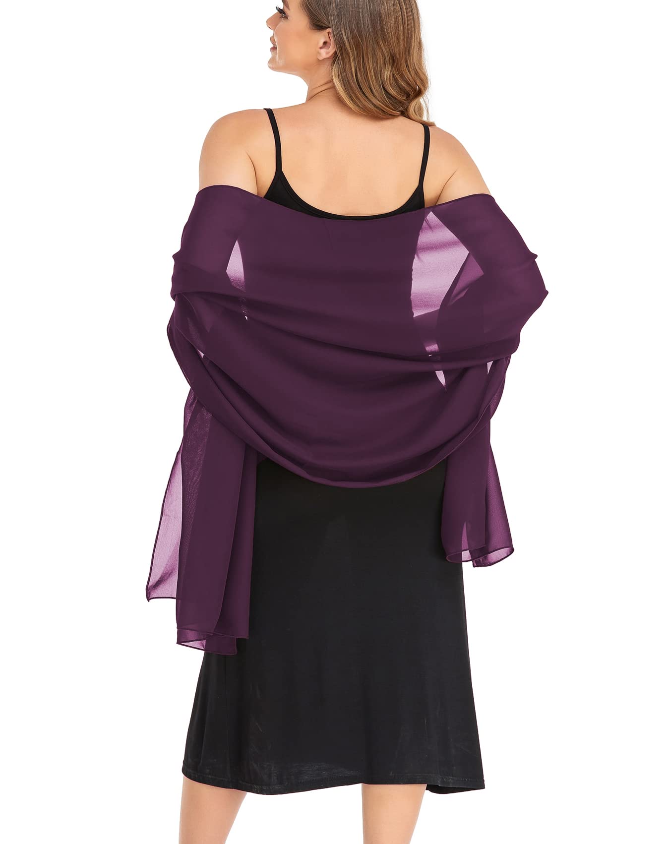 Elegant Sheer Chiffon Shawls for Women - Soft Silky Wedding Bridal Wraps & Evening Dress Scarves - Perfect for Formal Events, Date Nights, and Special Occasions