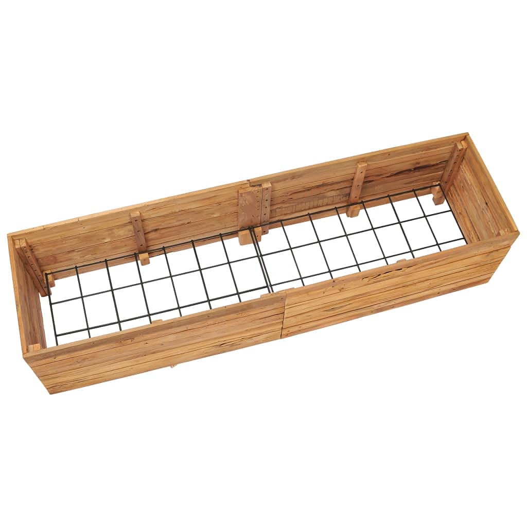 119.6''x15.7''x14.9'' Recycled Teak & Steel Raised Garden Bed - Outdoor Patio Furniture for Backyard, Deck, Lawn - Easy Assembly Gardening Solution for Vegetables, Flowers & Herbs