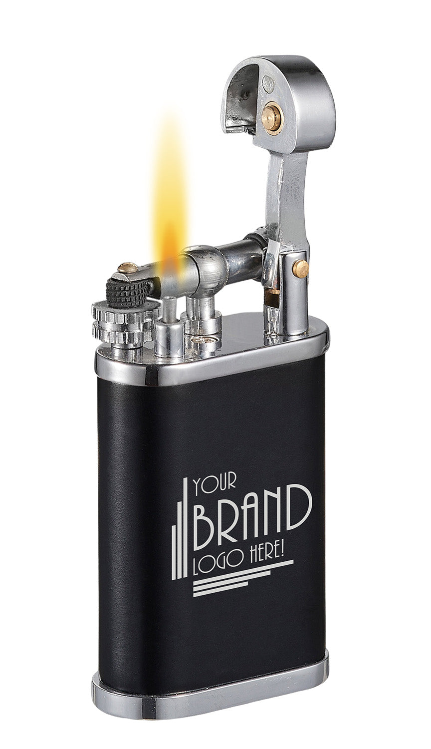 Visol Elegance Black Soft Flame Flint Lighter - Premium Windproof Butane Lighter for Cigars, Candles & Outdoor Use - Perfect for Camping, BBQ and Home Decor