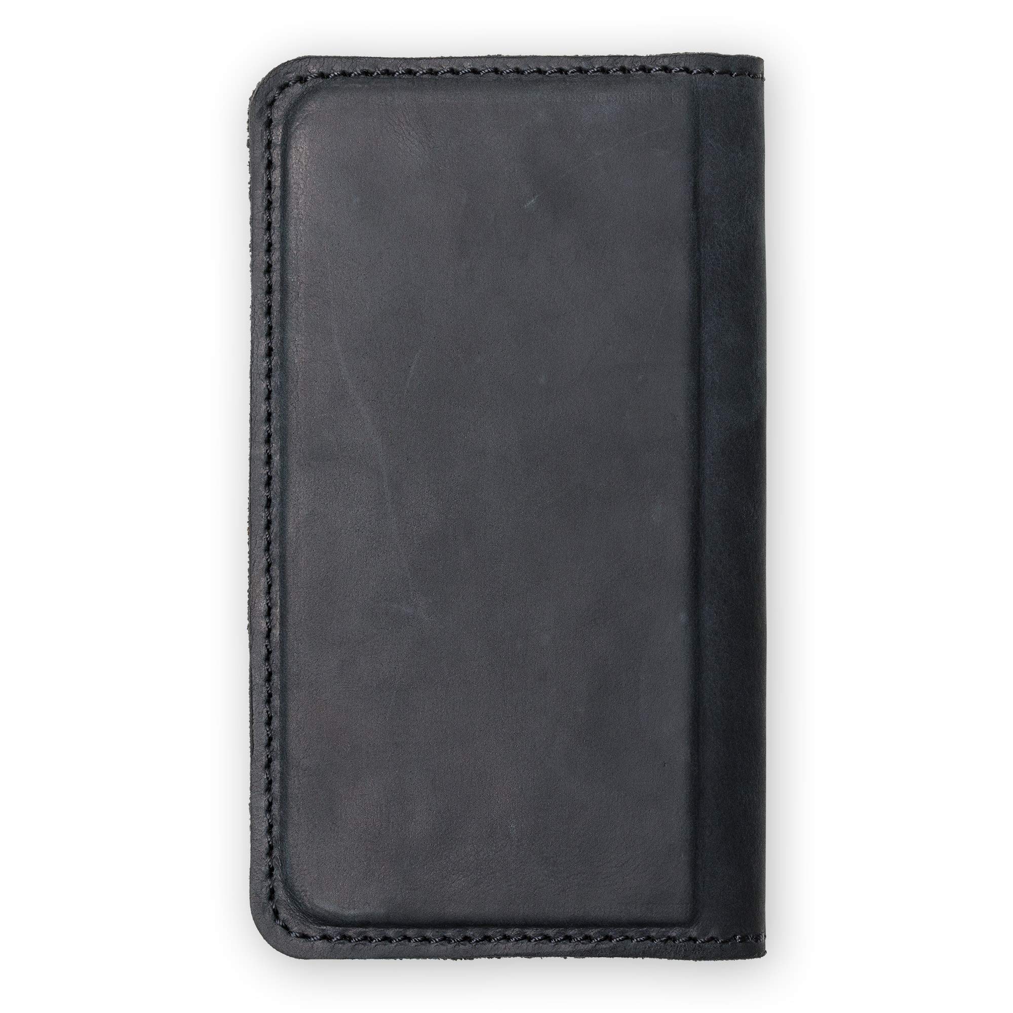 PEGAI Personalized 100% Genuine Leather Wallet Case for iPhone 11 with Card Holder & Screen Protector - Handmade Magnetic Protective Phone Cover | McLean Charcoal | Perfect for Everyday Use, Travel & Business