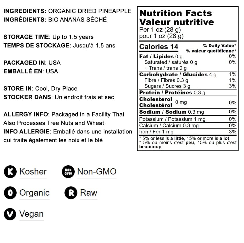Organic Dried Pineapple Rings - 10lb Bulk, Non-GMO, Vegan, Unsulfured & No Sugar Added | Chewy Natural Fruit Snack for Baking, Desserts, Cakes, Pies & Healthy Snacking | Perfect for Trail Mix, Yogurt Toppings & Gift Baskets