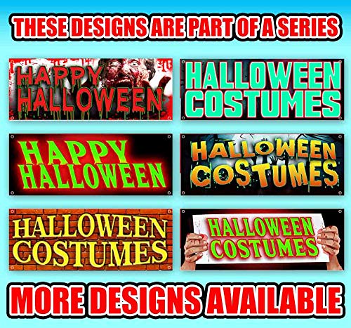 Purple Happy Halloween Banner 13 oz - Heavy Duty Vinyl Halloween Decoration with Metal Grommets | Weatherproof Non-Fabric Sign for Outdoor & Indoor Halloween Party Decor