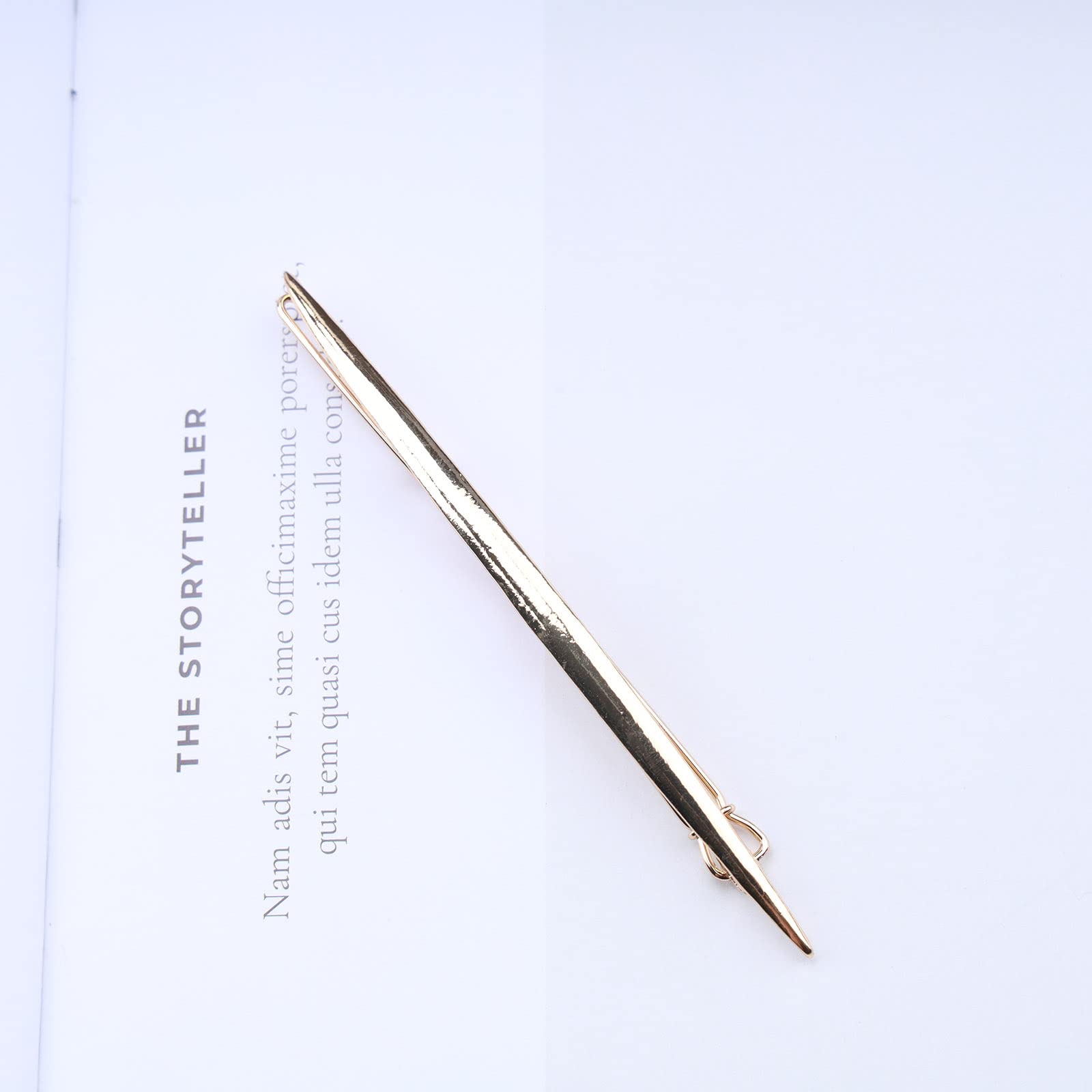 Minimalist Gold Metal Barrette Hair Clips - Geometric Bar Shape Hairpins for Women & Girls - Elegant Hair Accessories for Parties, Weddings & Everyday Wear