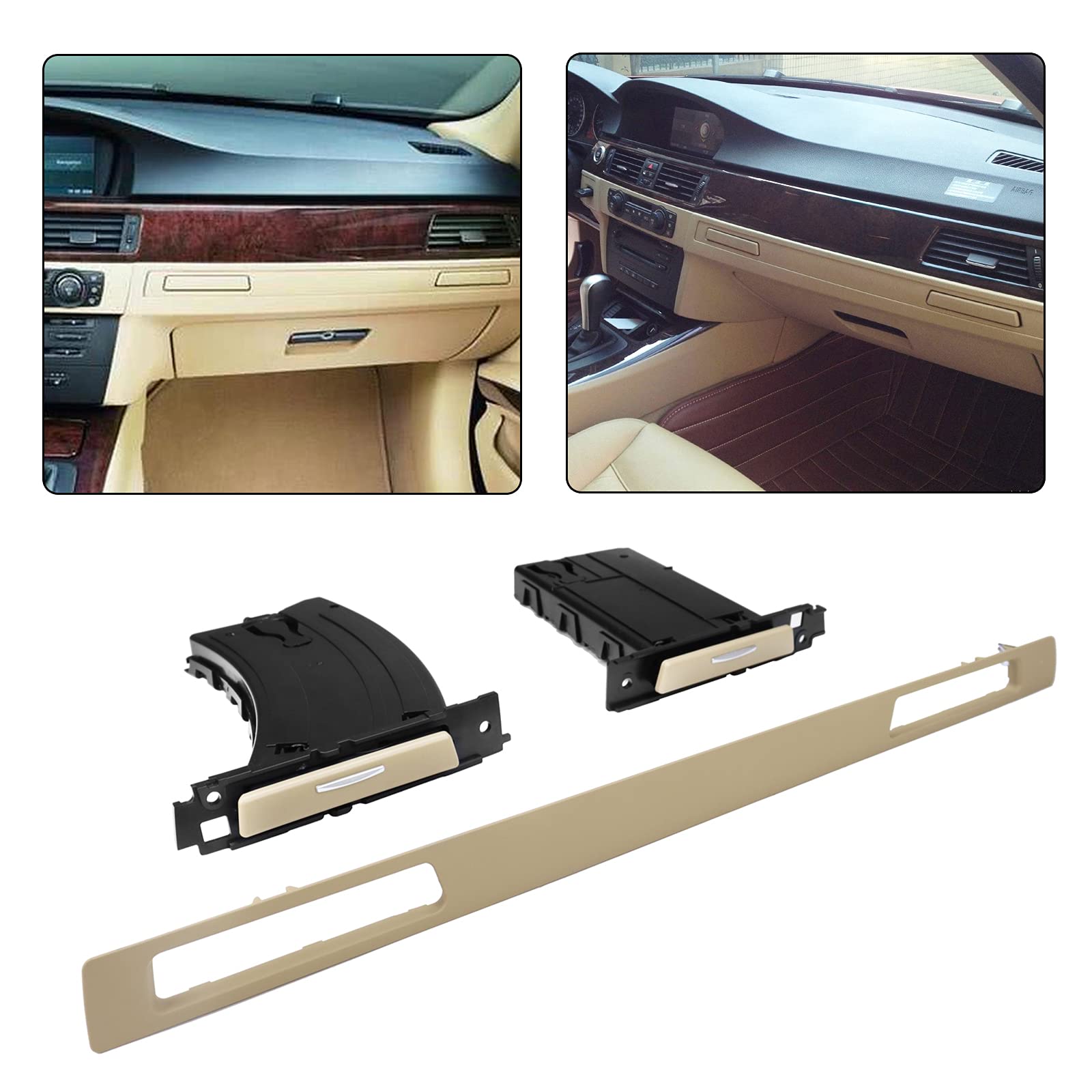 Retractable Cup Holder for 2006-2013 BMW E90 E91 E92 E93 Series - 3-Piece Set (Beige) - Compatible with Part Numbers 51459173469, 51459173463, 51457138797 - Perfect for Drivers & Passengers - Ideal for Road Trips, Commuting, and Daily Driving