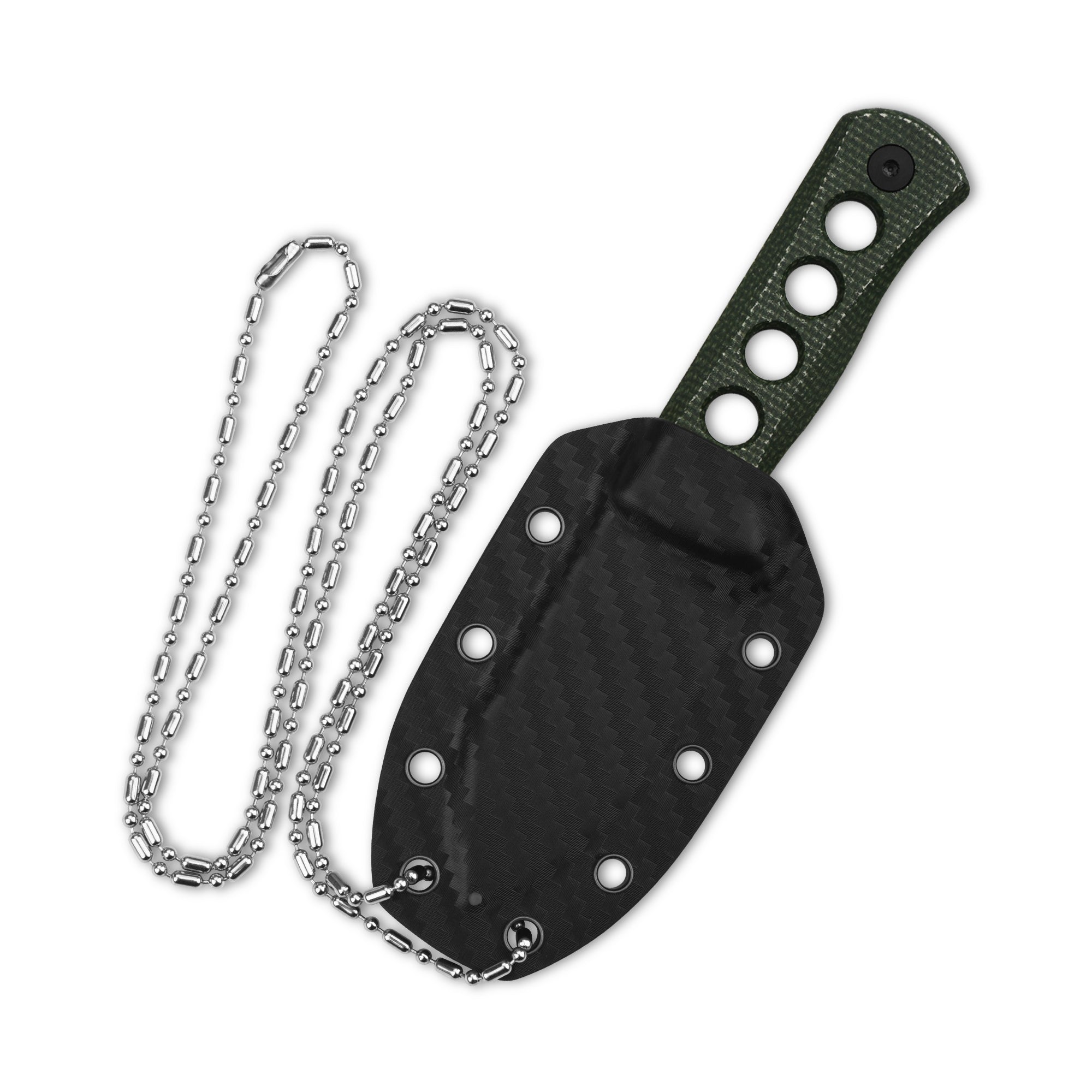 QSP Canary Neck Knife - 14C28N Stainless Steel Blade, Green Micarta Handle with Kydex Sheath - Compact EDC Knife for Outdoor, Camping, Hiking & Survival Gear