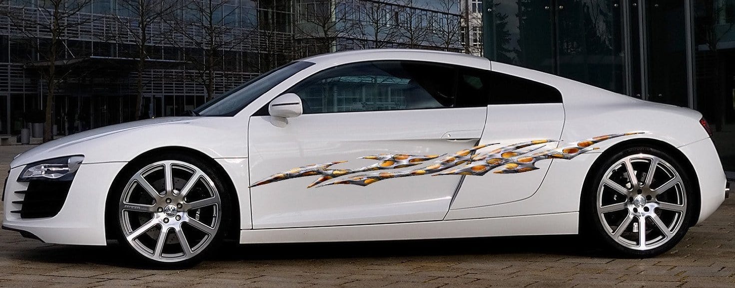 Flaming Barbwire Stripes Vinyl Truck Graphics Decals - Custom Car & Truck Stickers for Pickup, SUV, Van - Durable, Weatherproof Vehicle Decoration for Off-Road & Racing Enthusiasts