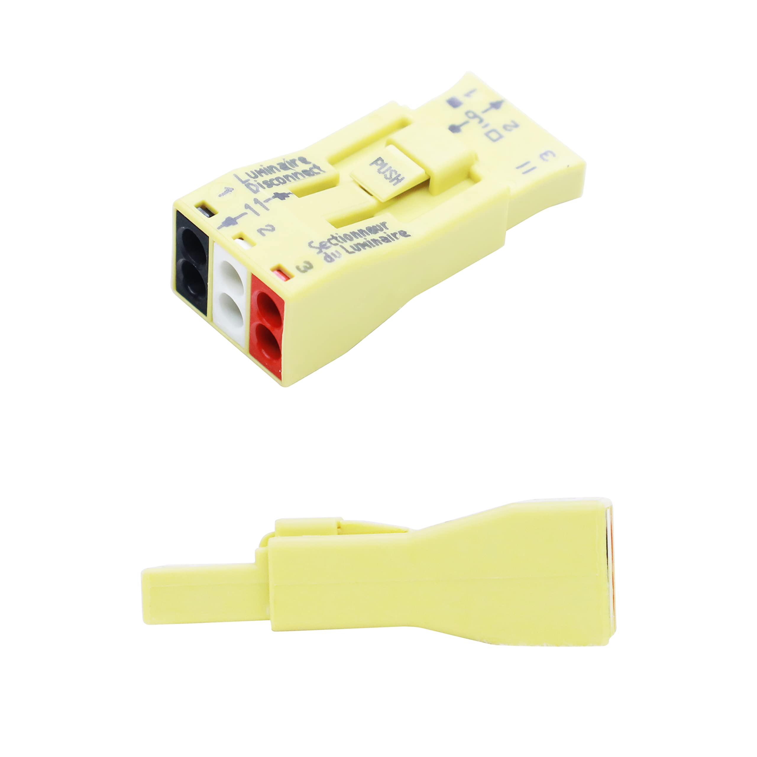 WAGO 873-903 Luminaire Disconnect Connector - 3 Pole Electrical Connector for Lighting Fixtures | Yellow Disconnect Terminal Block | Switching & Dimming Applications | Ideal for LED Lights, Commercial Lighting & Home Electrical Projects | 100-Piece Bulk Pack