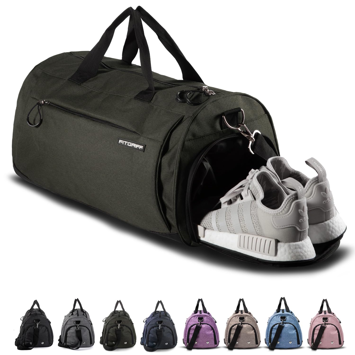 Fitgriff® Gym Bag for Men & Women - Durable Sports Duffle Bag with Separate Shoe & Wet Compartments - Perfect for Travel, Workout, Fitness & Gym - Ideal for Gym Locker, Sports Practice & Weekend Getaways