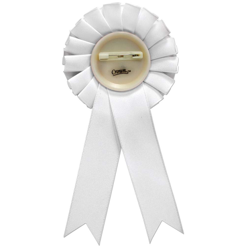 Spelling Bee White Rosette Ribbon Award - 1st Place Winner Trophy Prize for Academic Competitions, School Events & Spelling Contests